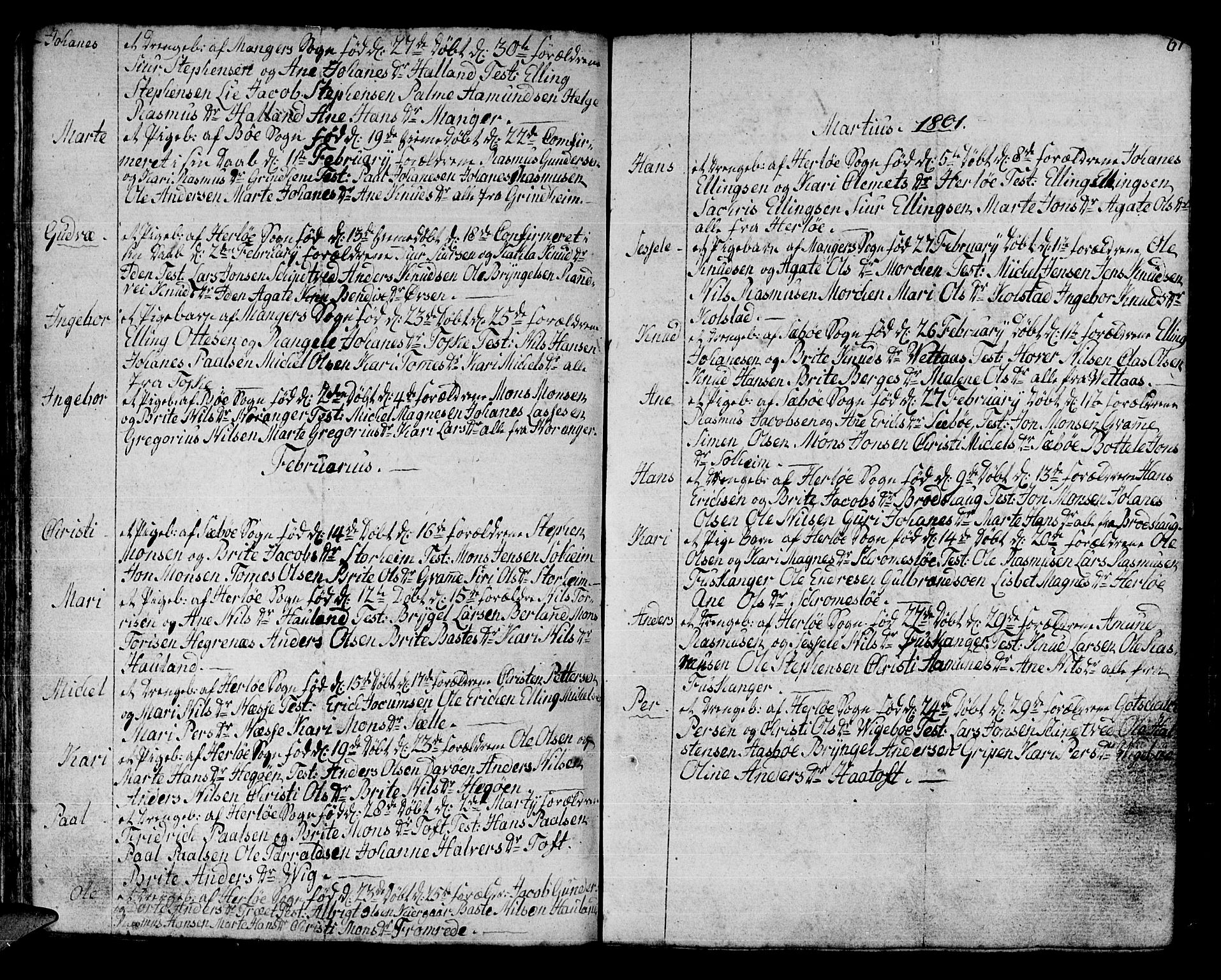 Manger sokneprestembete, AV/SAB-A-76801/H/Haa: Parish register (official) no. A 2, 1792-1815, p. 61