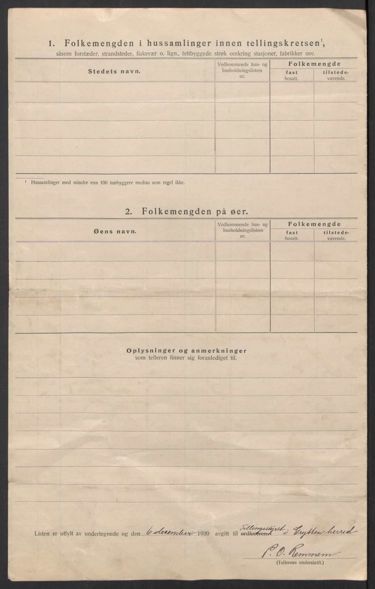 SAT, 1920 census for Grytten, 1920, p. 23