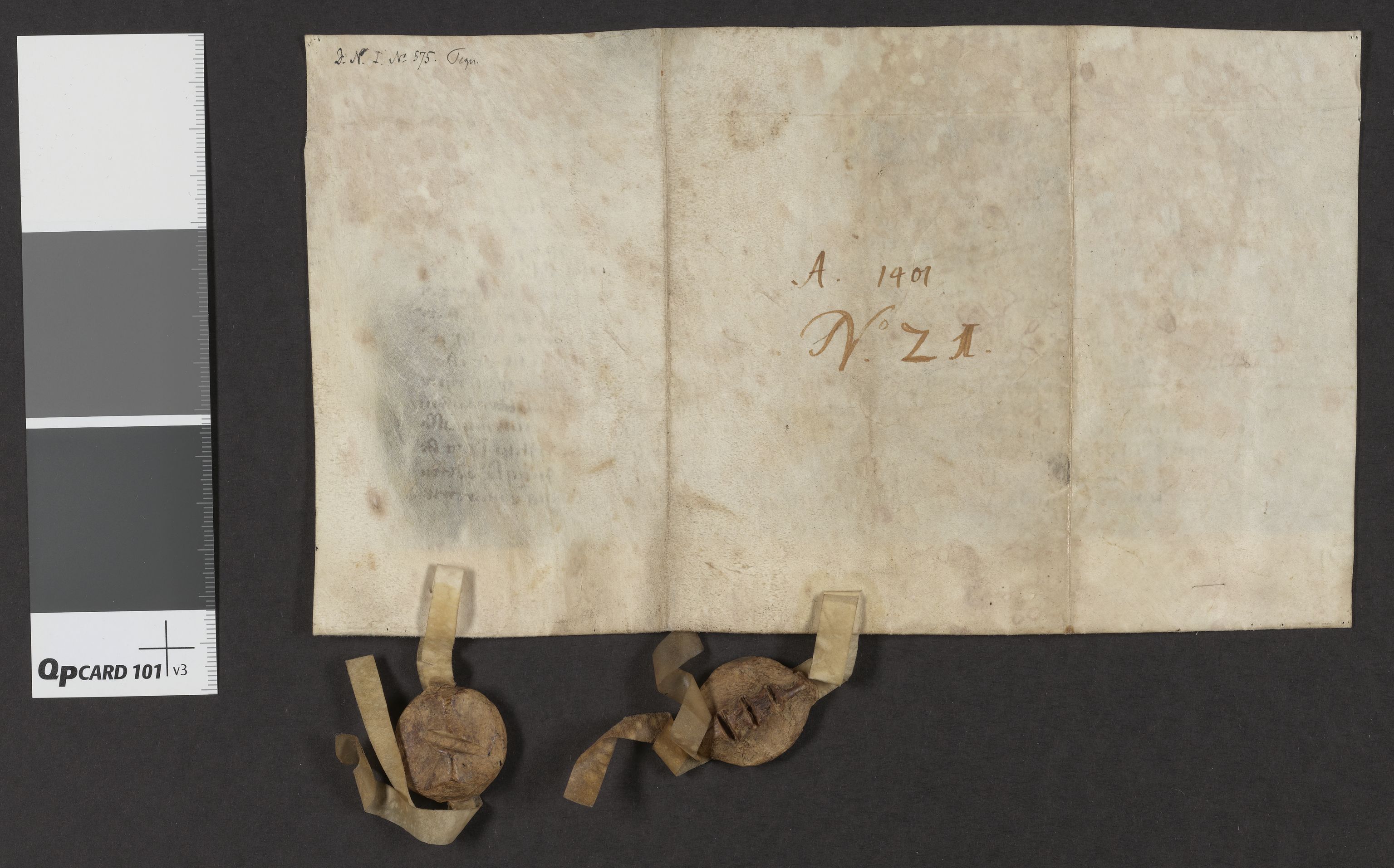 Riksarkivets diplomsamling, AV/RA-EA-5965/F06/L0017: Dokument nr. 21, 22, 26, 1401