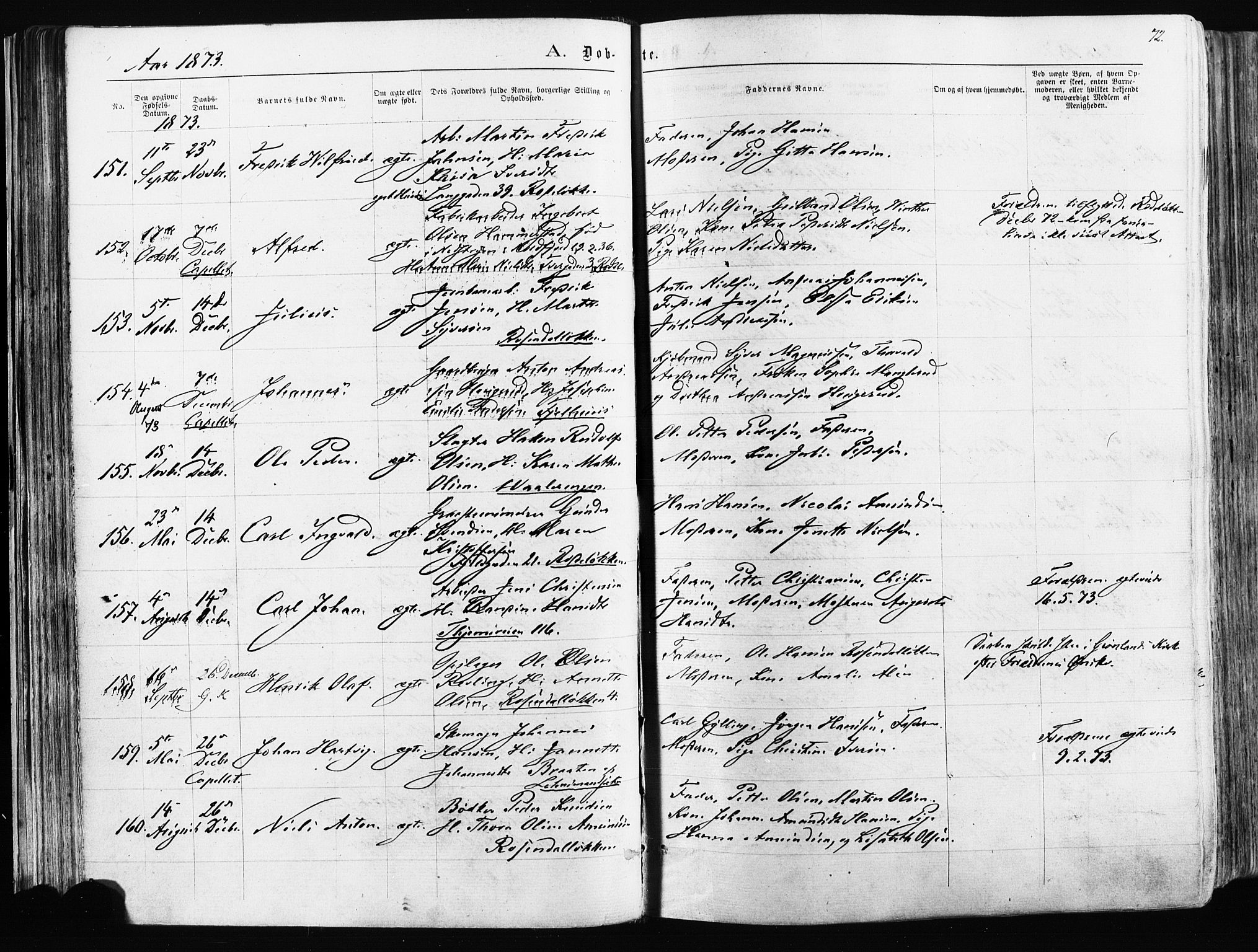 Østre Aker prestekontor Kirkebøker, AV/SAO-A-10840/F/Fa/L0003: Parish register (official) no. I 3, 1869-1875, p. 72