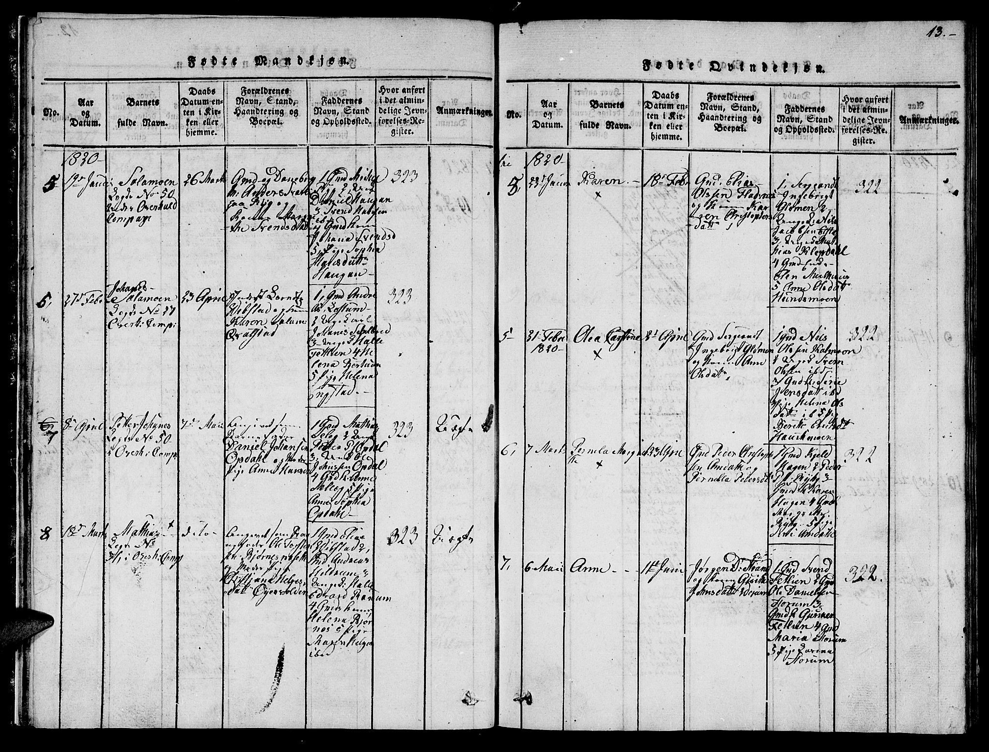 Ministerialprotokoller, klokkerbøker og fødselsregistre - Nord-Trøndelag, SAT/A-1458/764/L0559: Parish register (copy) no. 764C01, 1816-1824, p. 13