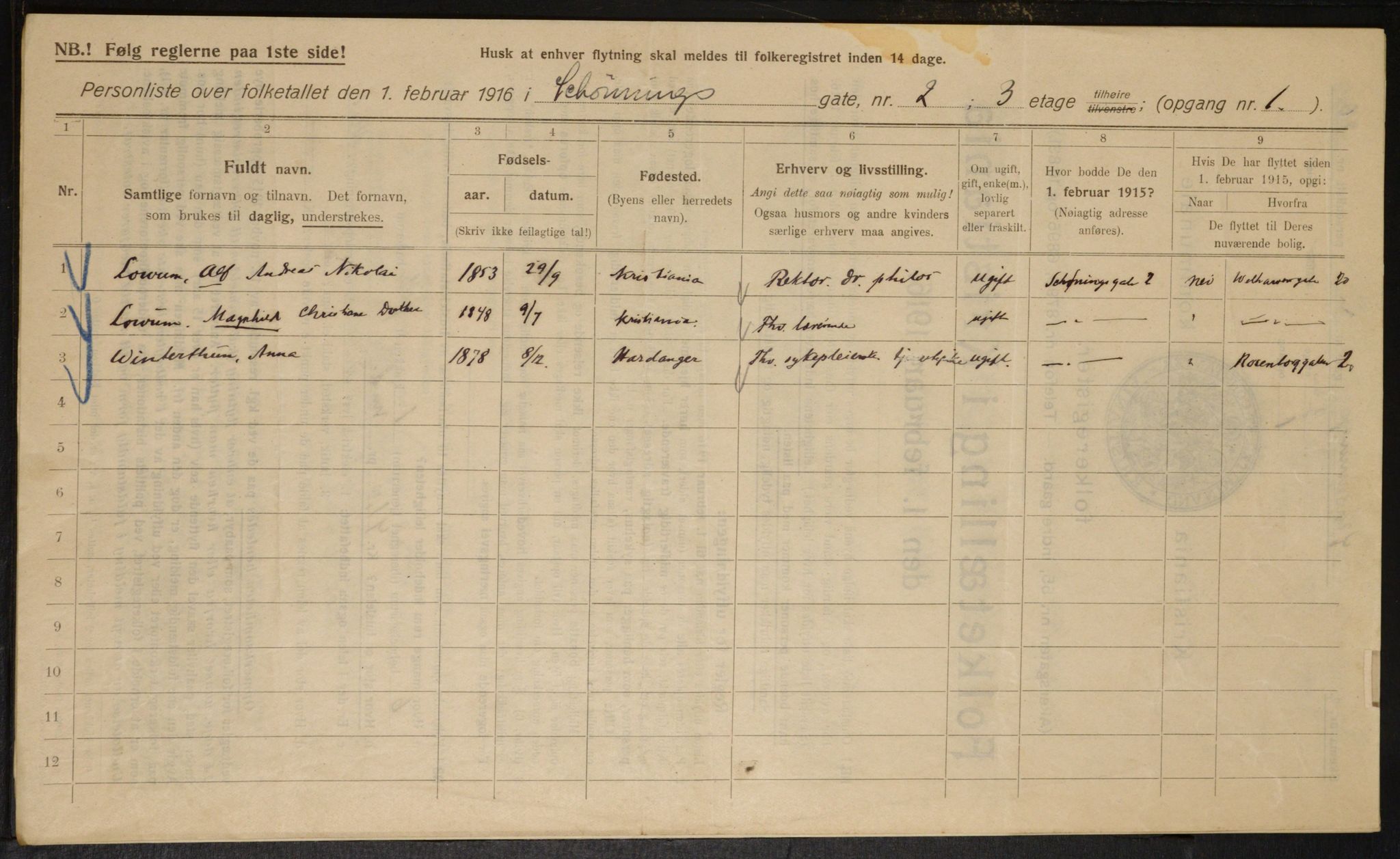 OBA, Municipal Census 1916 for Kristiania, 1916, p. 95629