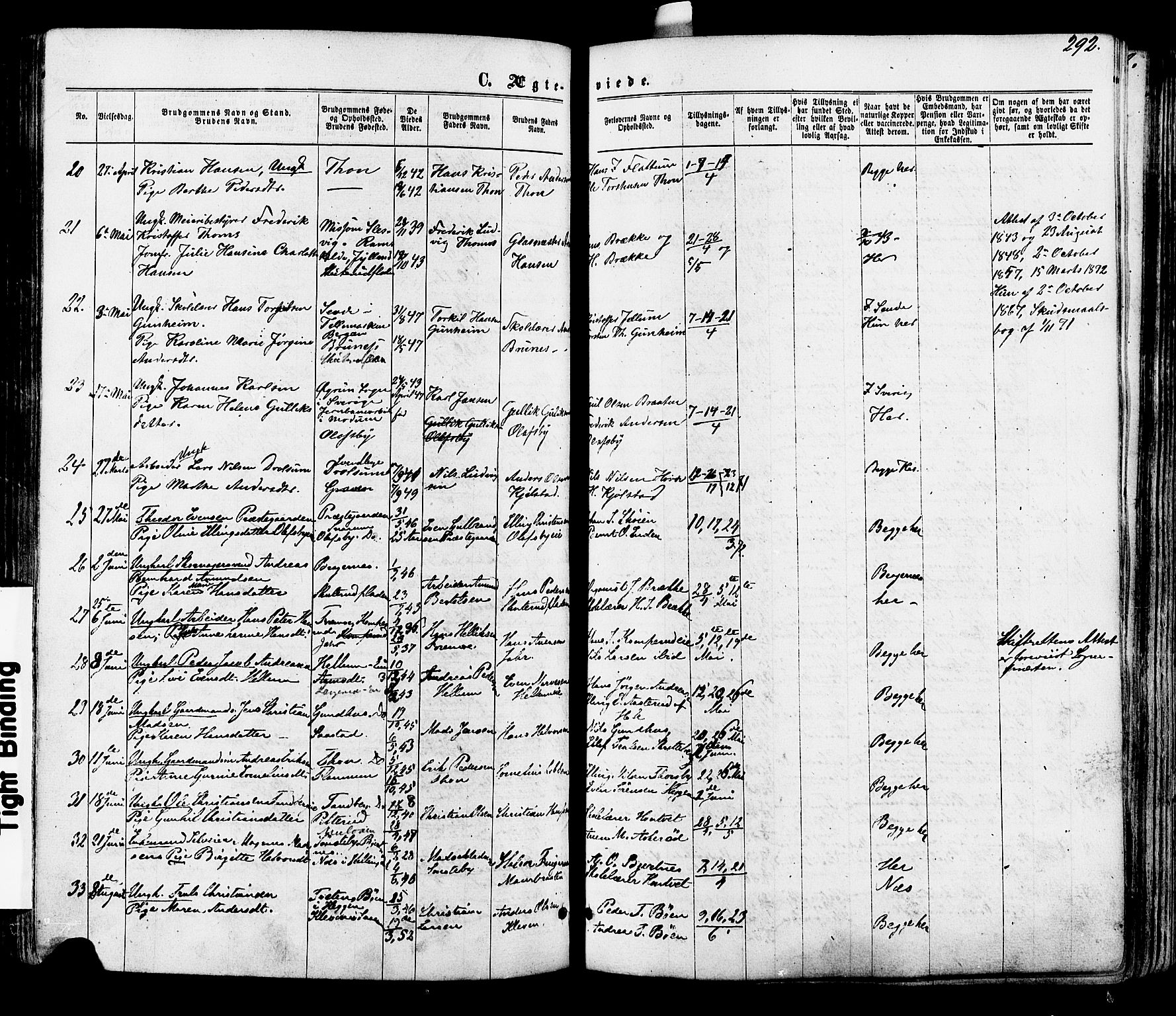 Modum kirkebøker, AV/SAKO-A-234/F/Fa/L0010: Parish register (official) no. 10, 1865-1876, p. 292