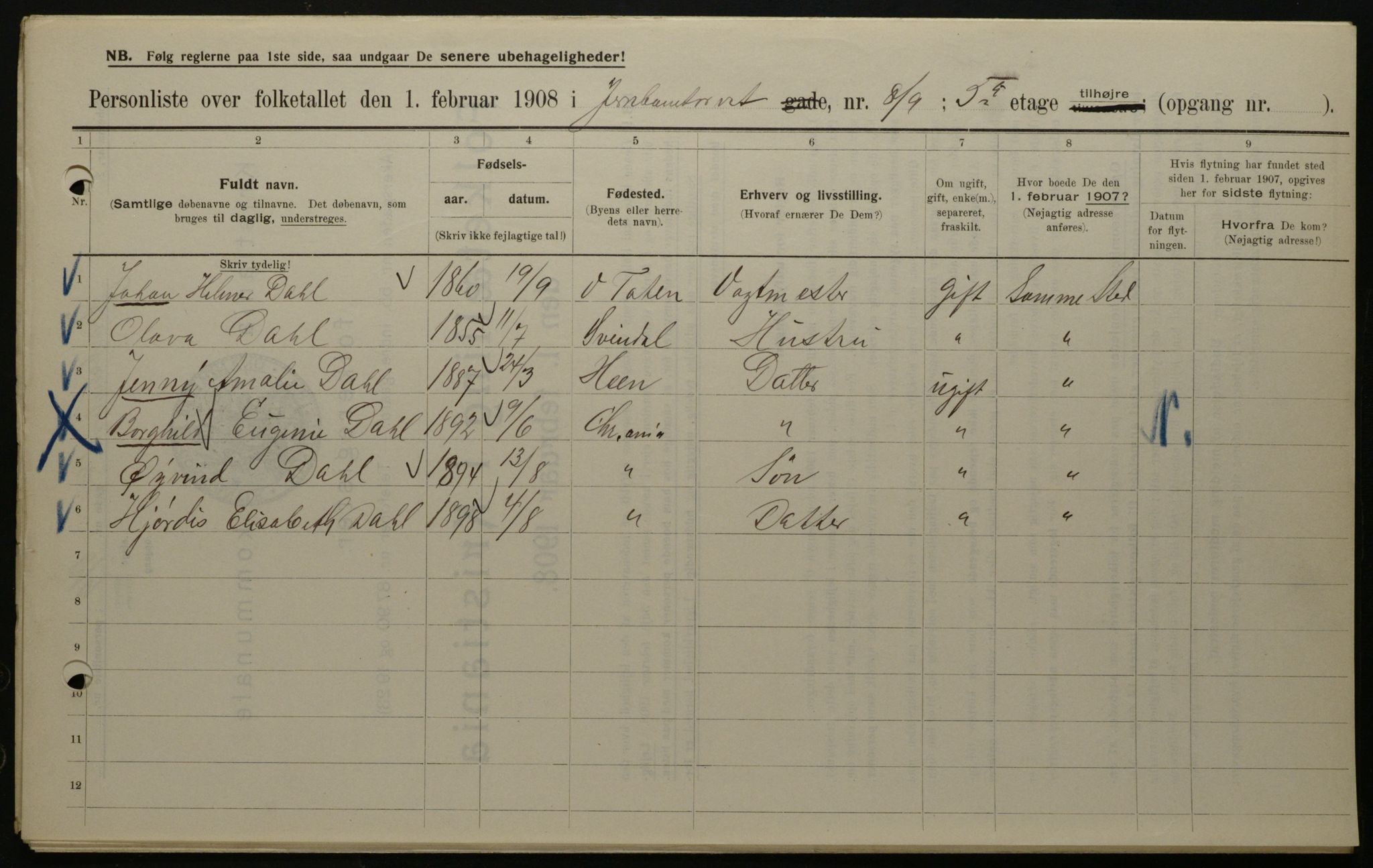 OBA, Municipal Census 1908 for Kristiania, 1908, p. 41948