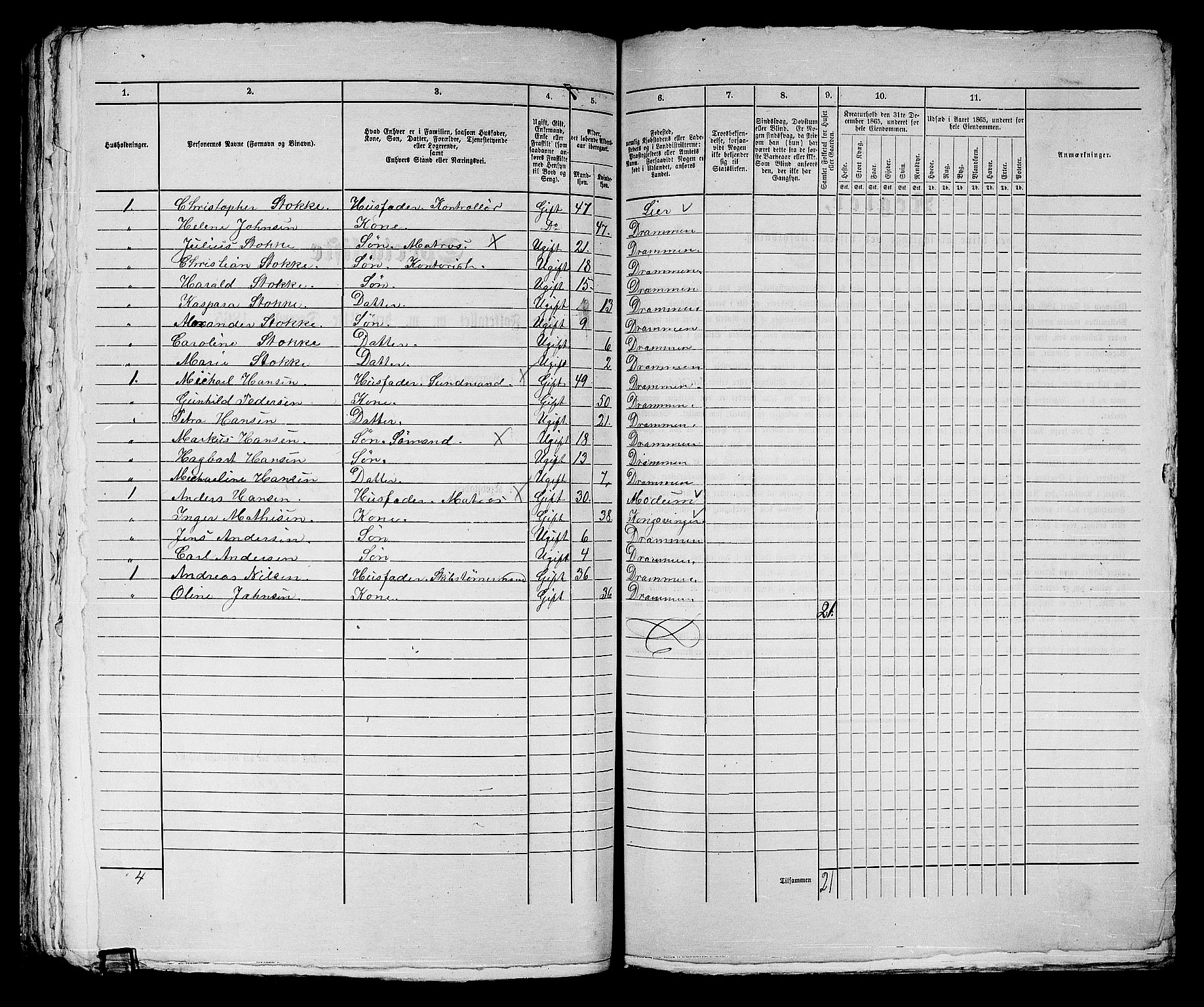 RA, 1865 census for Strømsø in Drammen, 1865, p. 338