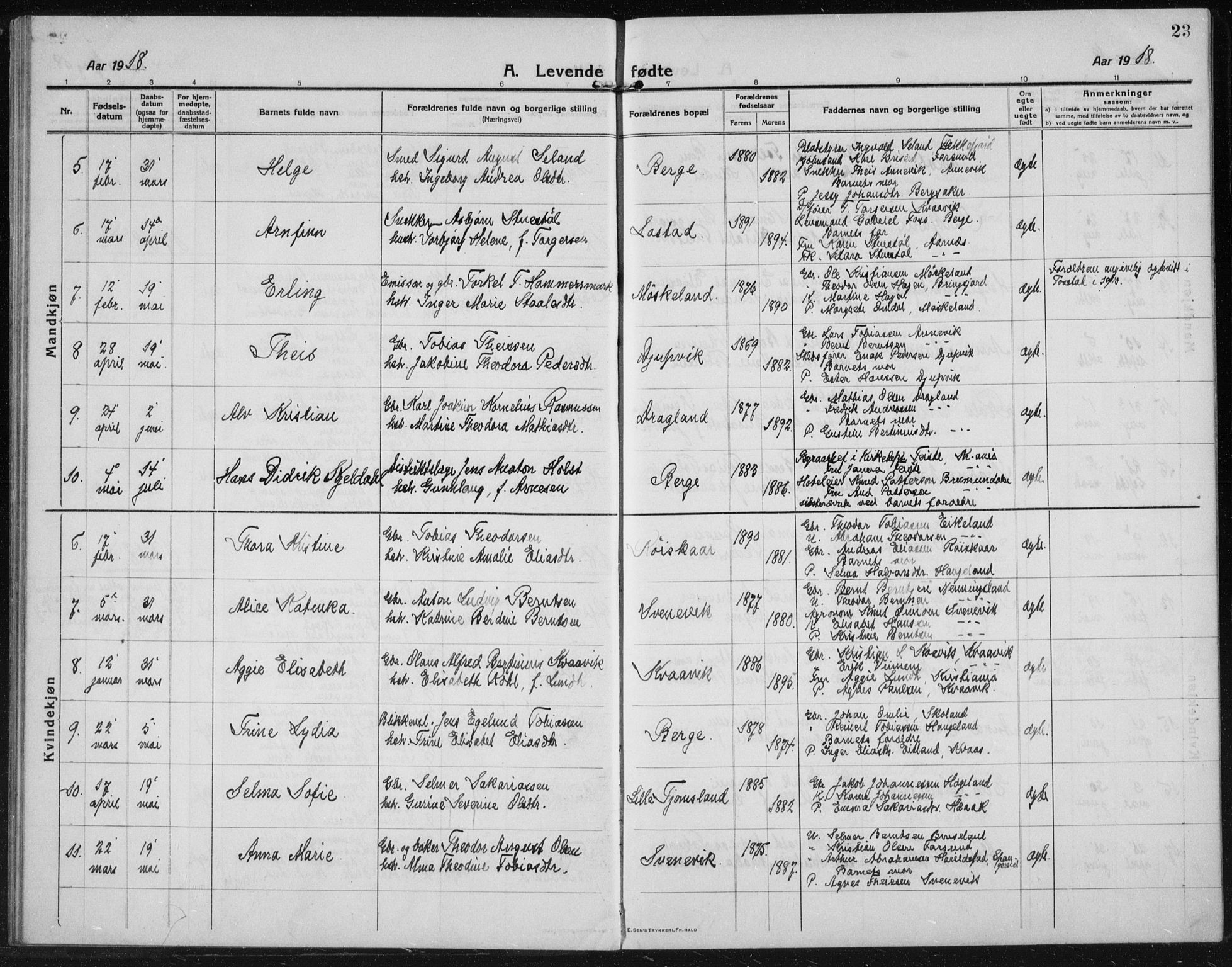Lyngdal sokneprestkontor, SAK/1111-0029/F/Fb/Fbc/L0006: Parish register (copy) no. B 6, 1914-1934, p. 23