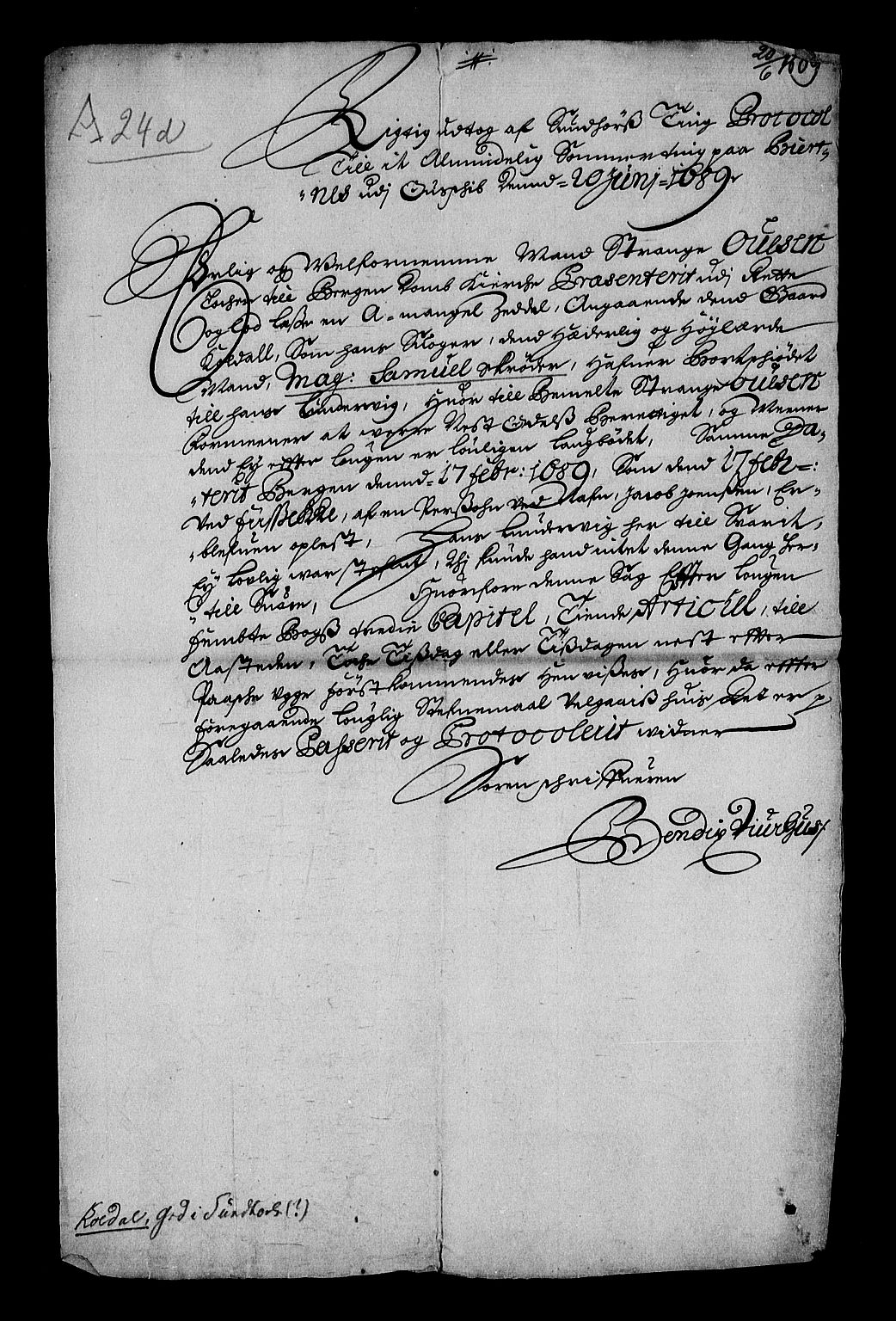 Stattholderembetet 1572-1771, RA/EA-2870/Af/L0003: Avskrifter av vedlegg til originale supplikker, nummerert i samsvar med supplikkbøkene, 1689-1691, p. 9
