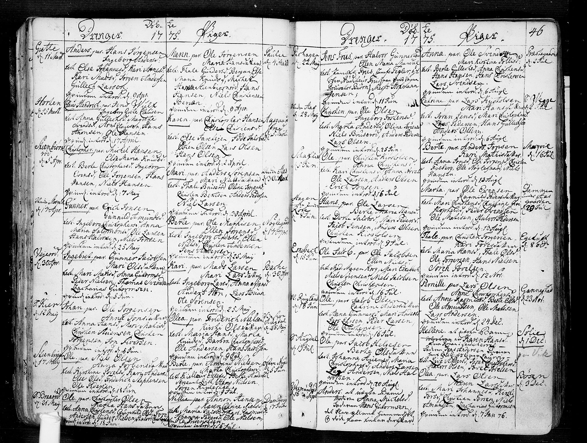 Borre kirkebøker, AV/SAKO-A-338/F/Fa/L0002: Parish register (official) no. I 2, 1752-1806, p. 46