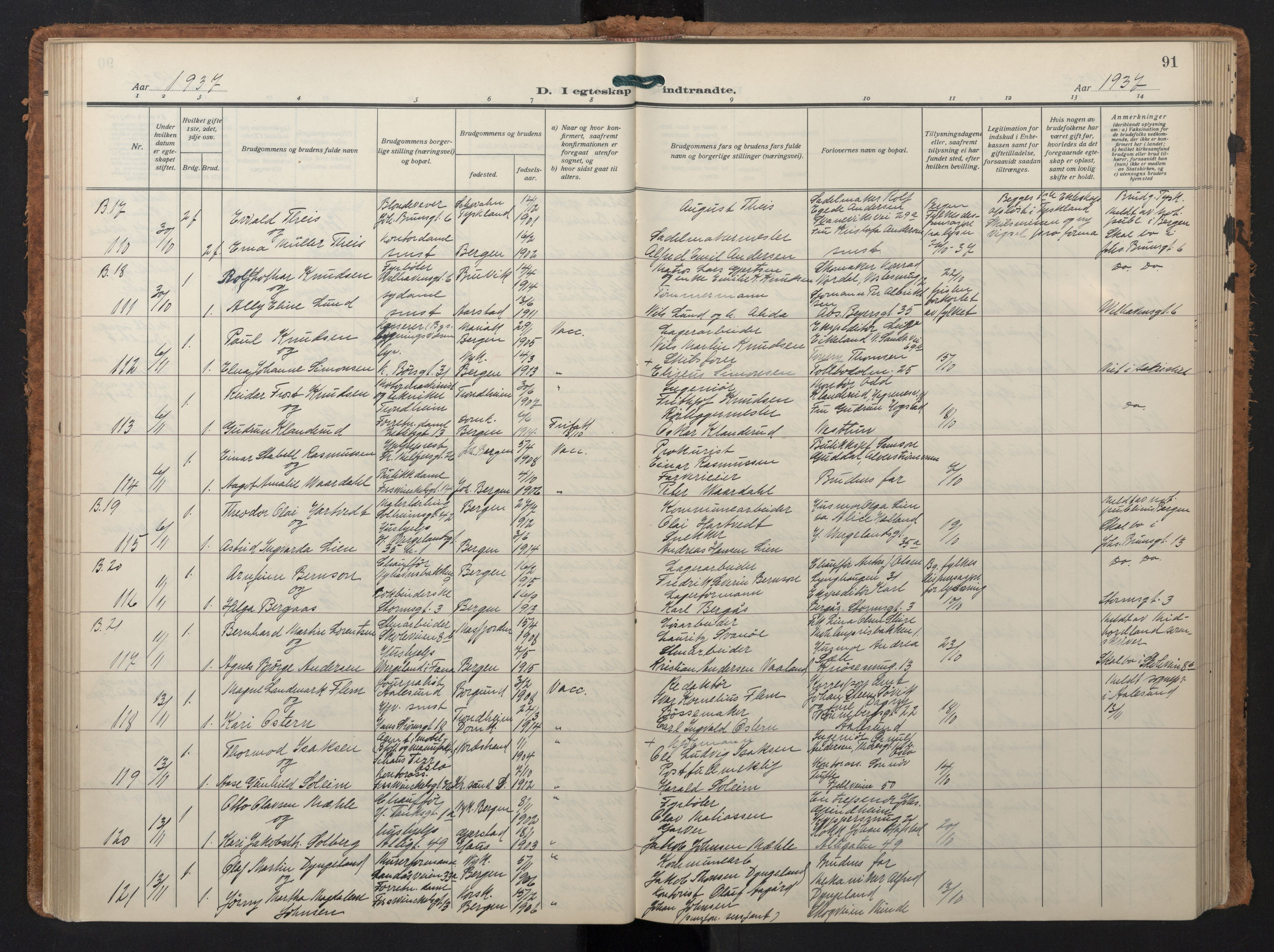 Johanneskirken sokneprestembete, AV/SAB-A-76001/H/Hab: Parish register (copy) no. C 3, 1929-1949, p. 90b-91a