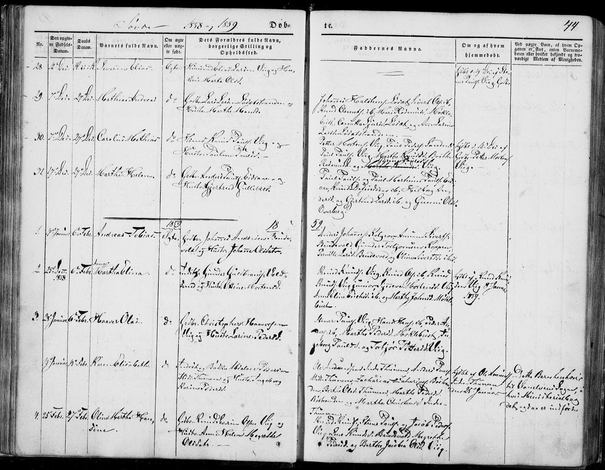 Ministerialprotokoller, klokkerbøker og fødselsregistre - Møre og Romsdal, SAT/A-1454/502/L0023: Parish register (official) no. 502A01, 1844-1873, p. 44