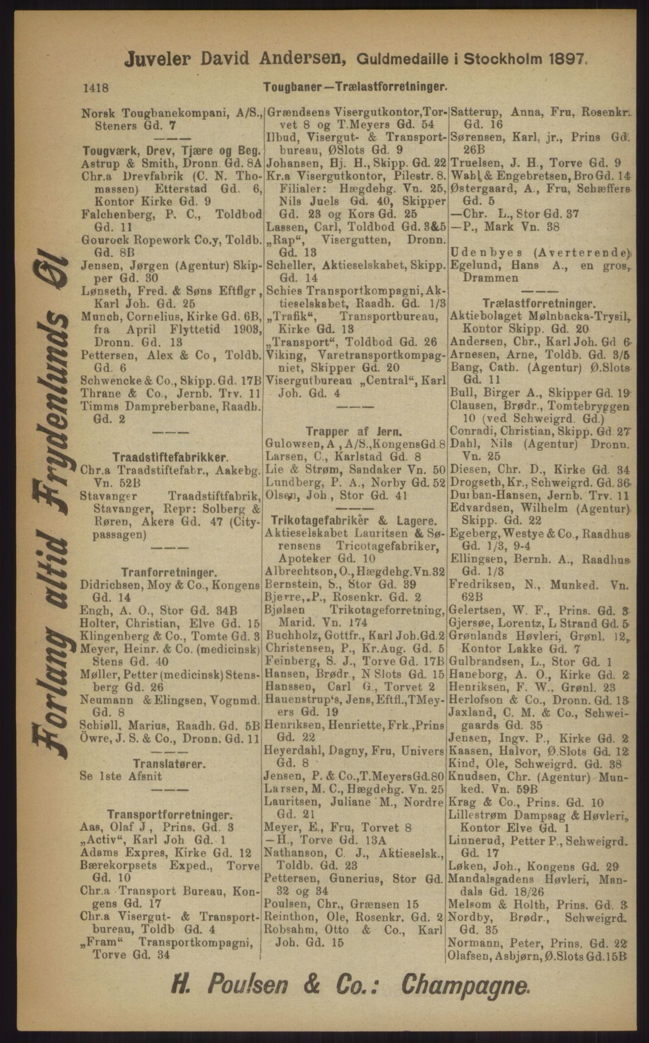 Kristiania/Oslo adressebok, PUBL/-, 1903, p. 1418