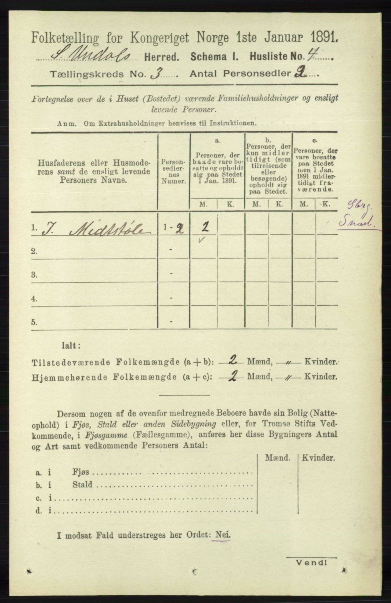 RA, 1891 census for 1029 Sør-Audnedal, 1891, p. 697