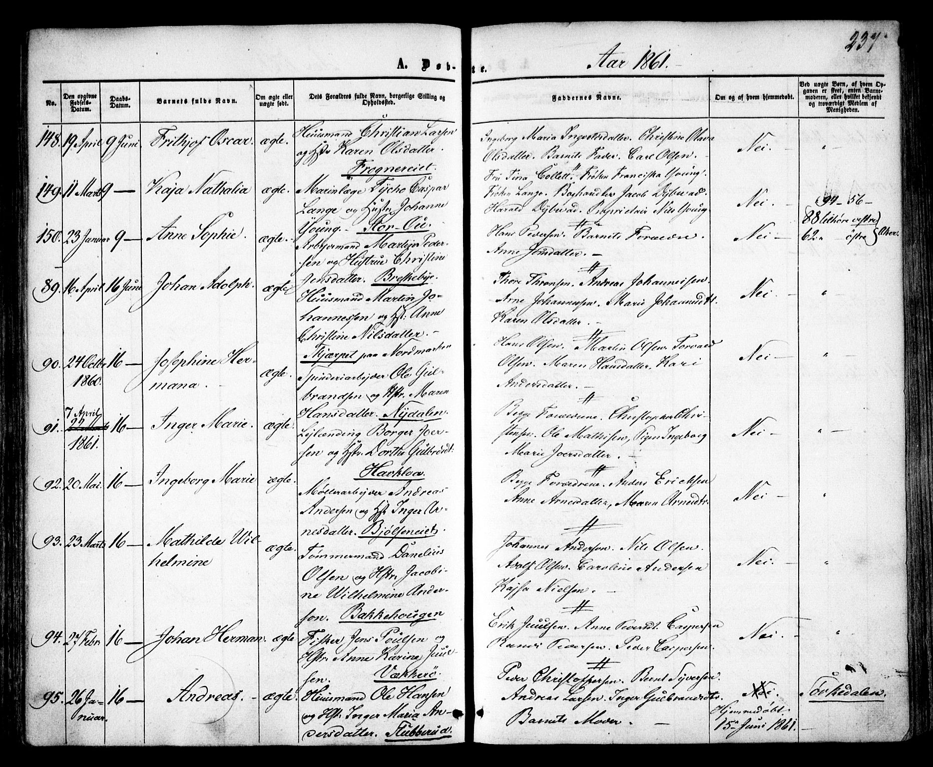 Vestre Aker prestekontor Kirkebøker, SAO/A-10025/F/Fa/L0003: Parish register (official) no. 3, 1857-1868, p. 237