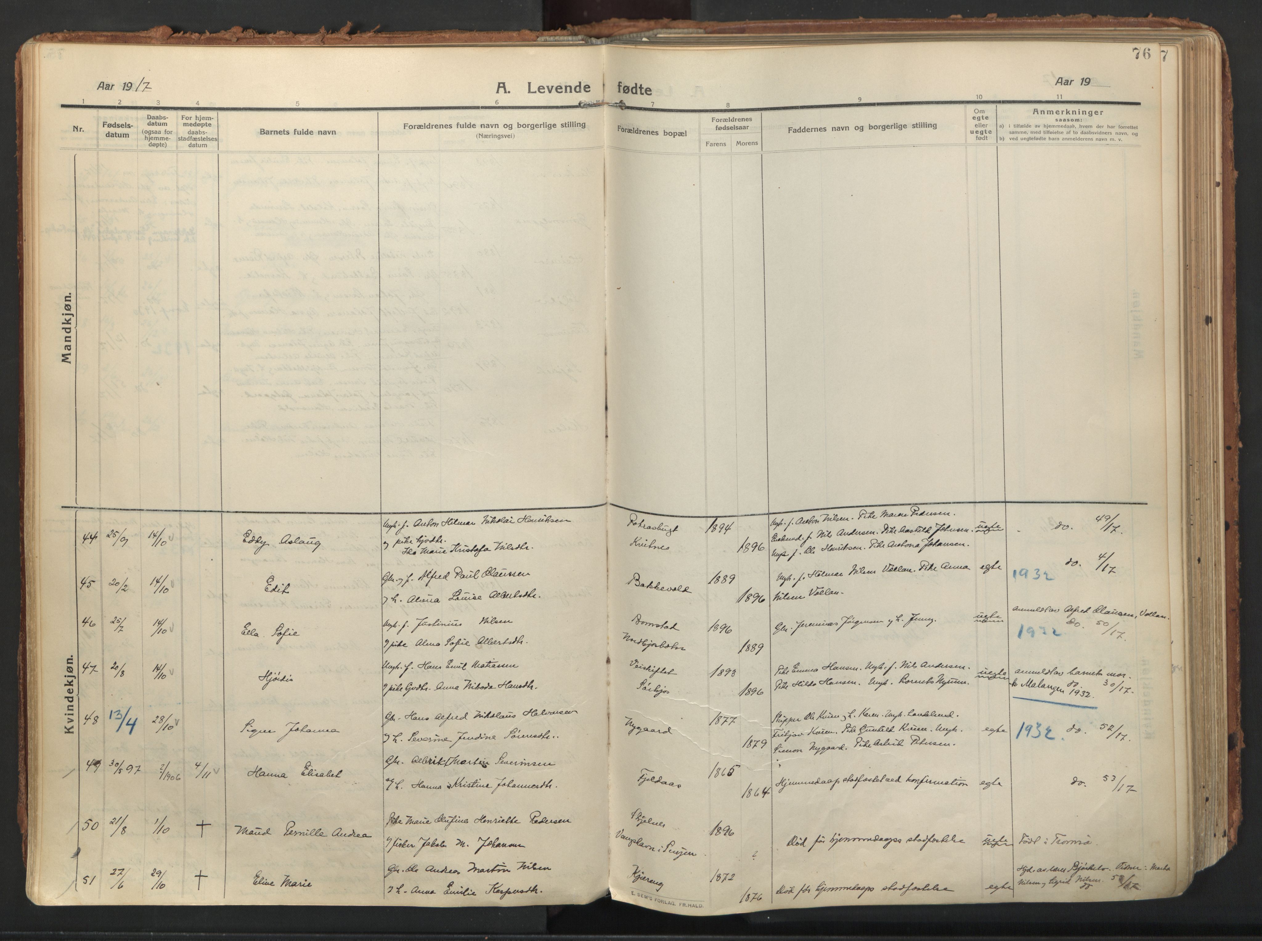 Balsfjord sokneprestembete, AV/SATØ-S-1303/G/Gaa/L0009kirke: Parish register (official) no. 9, 1909-1921, p. 76