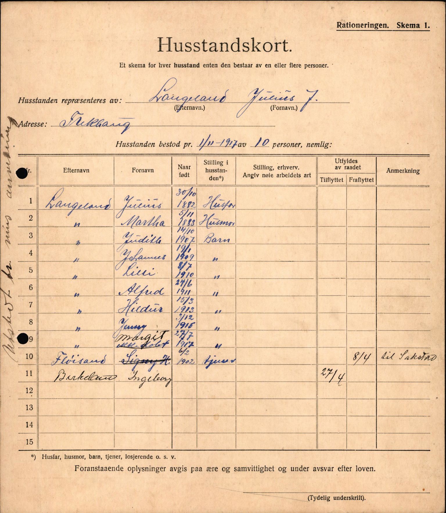 IKAH, Meland kommune, Provianteringsrådet, Husstander per 01.11.1917, 1917-1918, p. 165