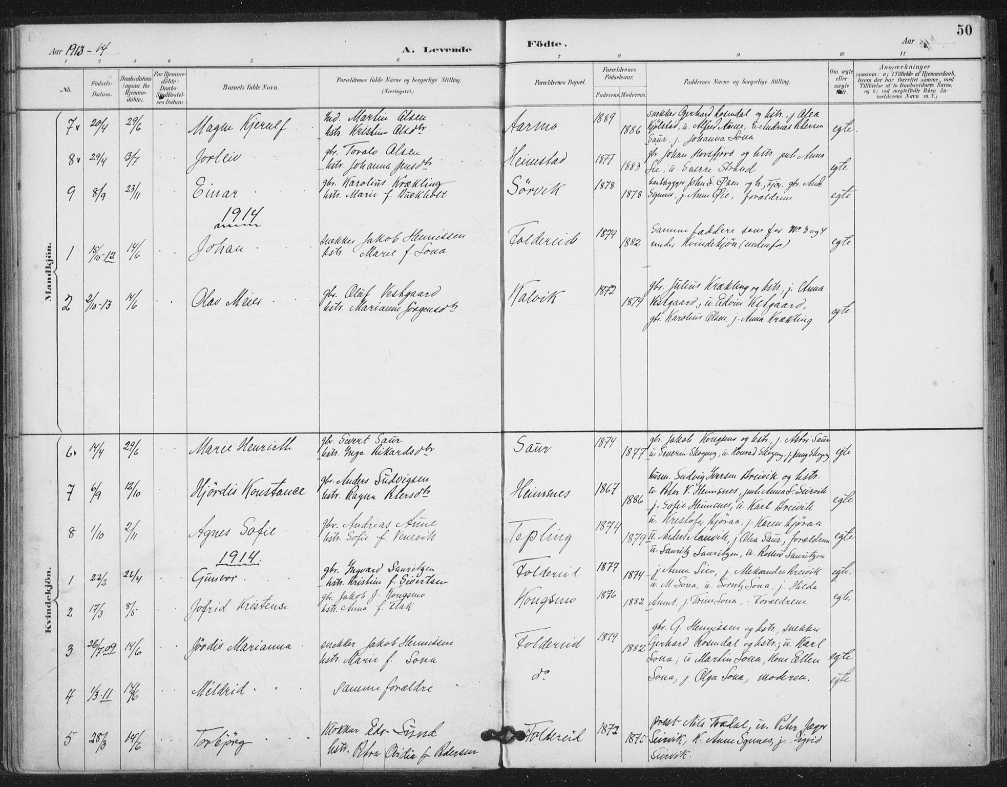Ministerialprotokoller, klokkerbøker og fødselsregistre - Nord-Trøndelag, SAT/A-1458/783/L0660: Parish register (official) no. 783A02, 1886-1918, p. 50