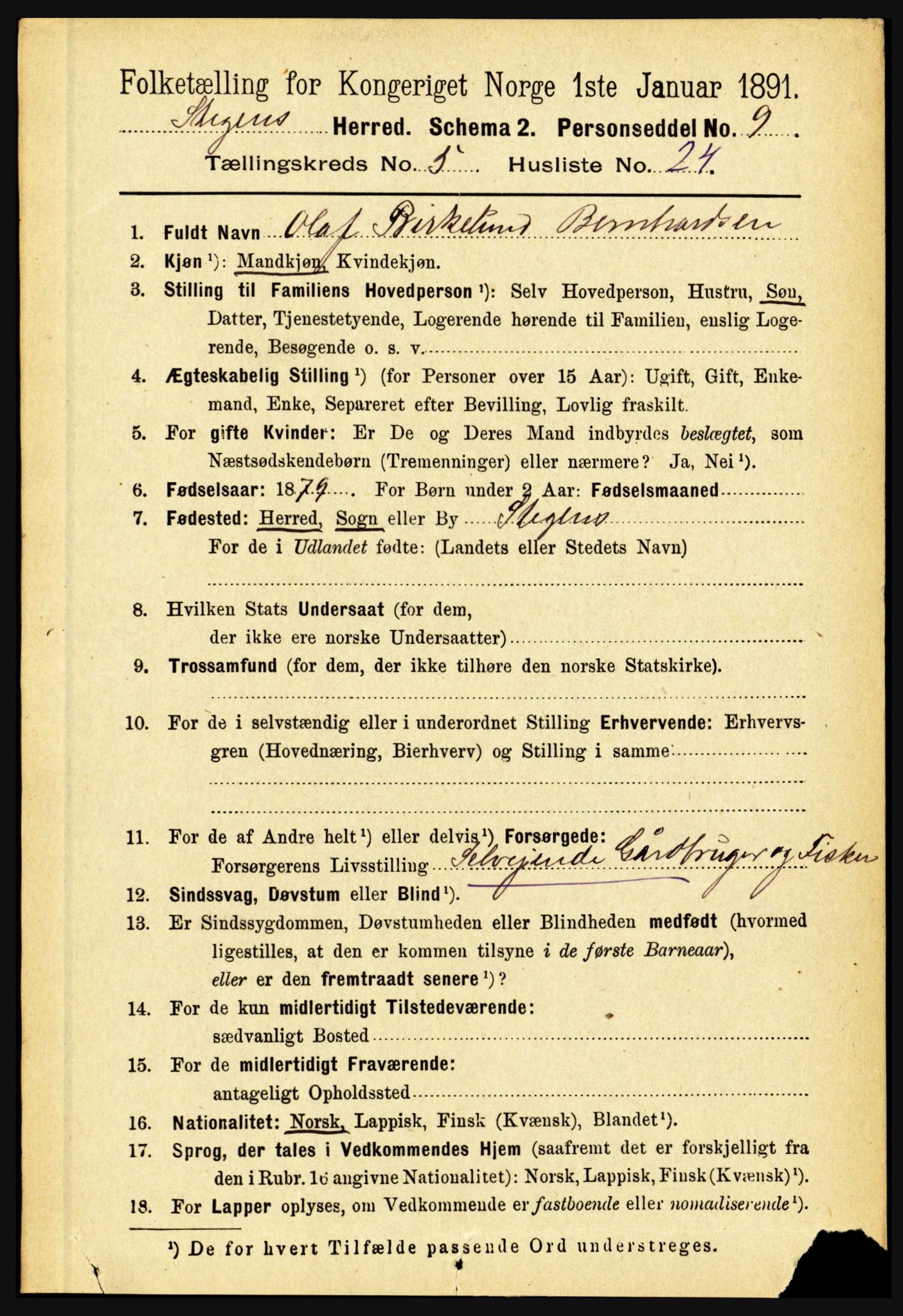 RA, 1891 census for 1848 Steigen, 1891, p. 1983