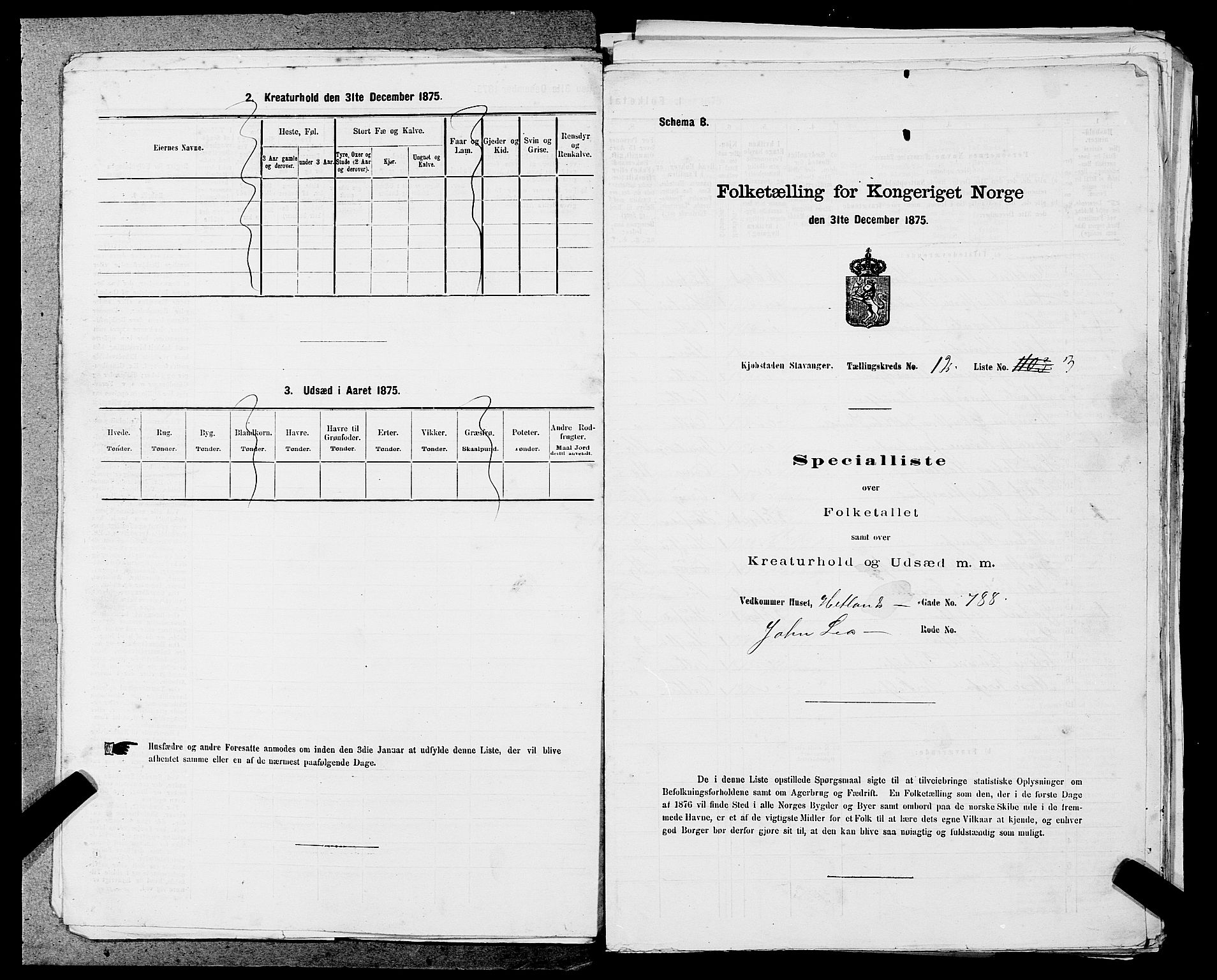 SAST, 1875 census for 1103 Stavanger, 1875, p. 2278