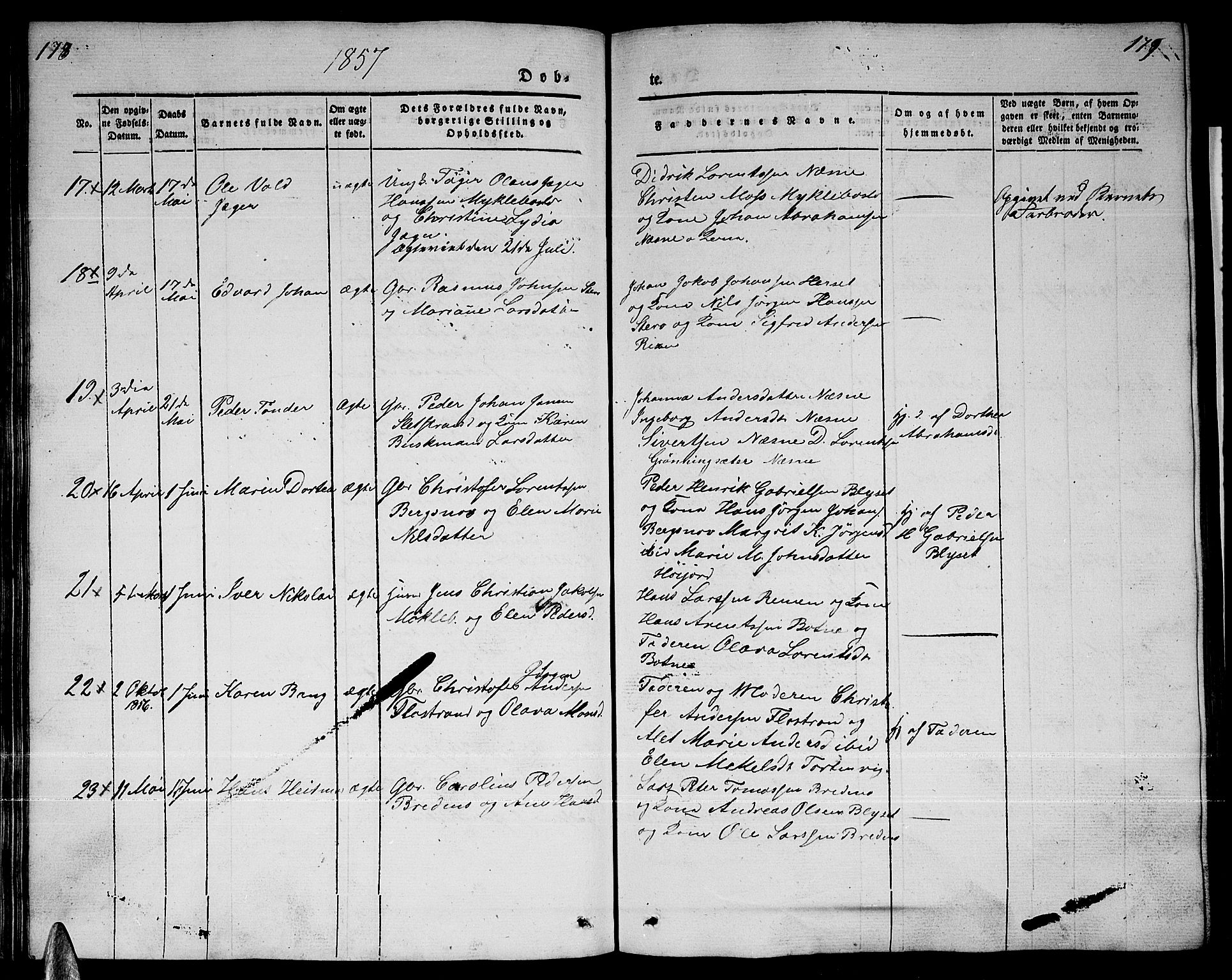 Ministerialprotokoller, klokkerbøker og fødselsregistre - Nordland, AV/SAT-A-1459/838/L0555: Parish register (copy) no. 838C02, 1842-1861, p. 178-179