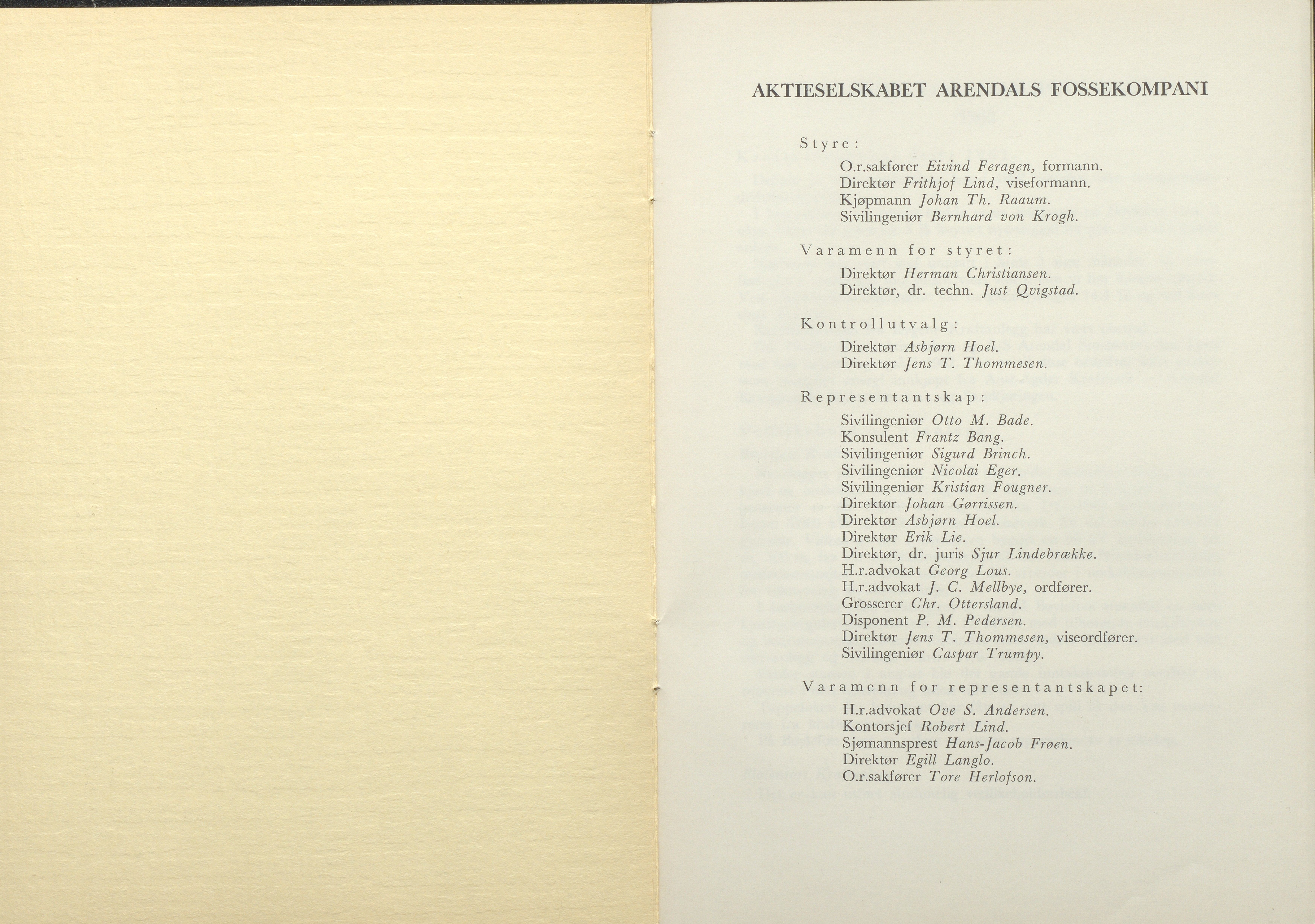 Arendals Fossekompani, AAKS/PA-2413/X/X01/L0001/0012: Beretninger, regnskap, balansekonto, gevinst- og tapskonto / Beretning, regnskap 1945 - 1962, 1945-1962, p. 108