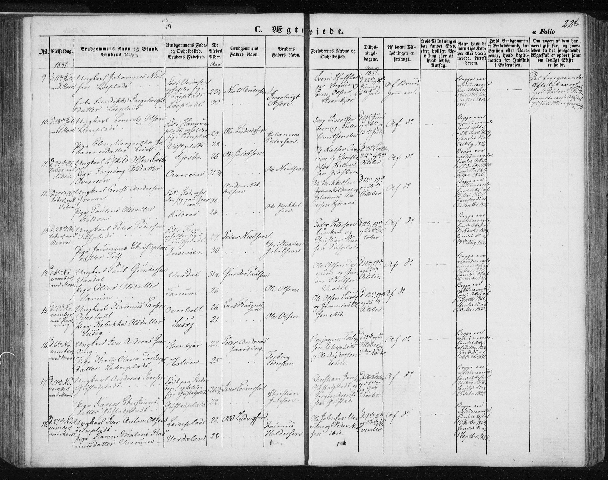 Ministerialprotokoller, klokkerbøker og fødselsregistre - Nord-Trøndelag, AV/SAT-A-1458/735/L0342: Parish register (official) no. 735A07 /1, 1849-1862, p. 228