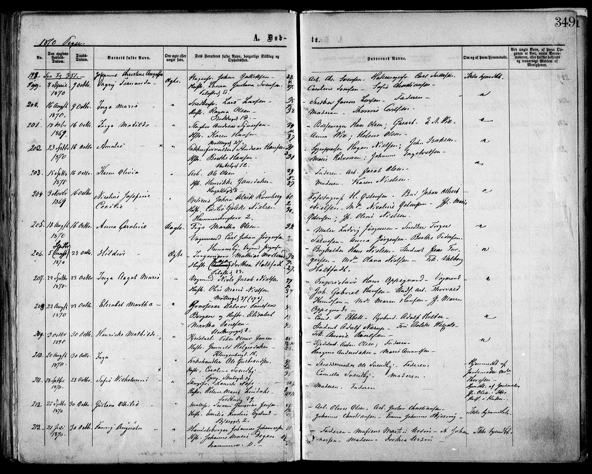 Trefoldighet prestekontor Kirkebøker, SAO/A-10882/F/Fa/L0002: Parish register (official) no. I 2, 1863-1870, p. 349