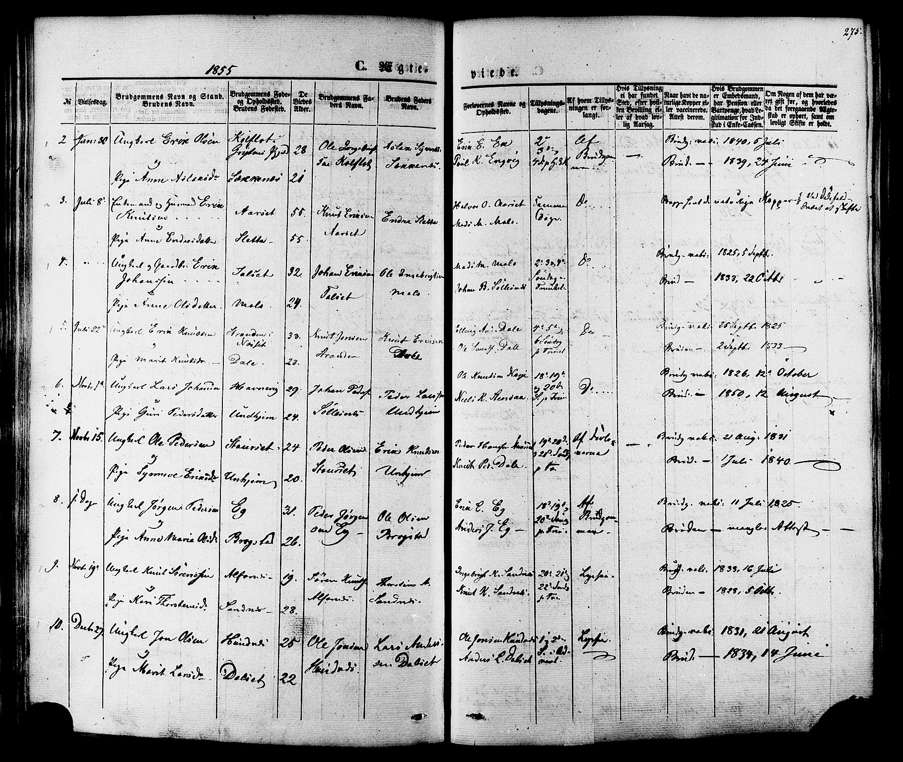 Ministerialprotokoller, klokkerbøker og fødselsregistre - Møre og Romsdal, AV/SAT-A-1454/547/L0603: Parish register (official) no. 547A05, 1846-1877, p. 275