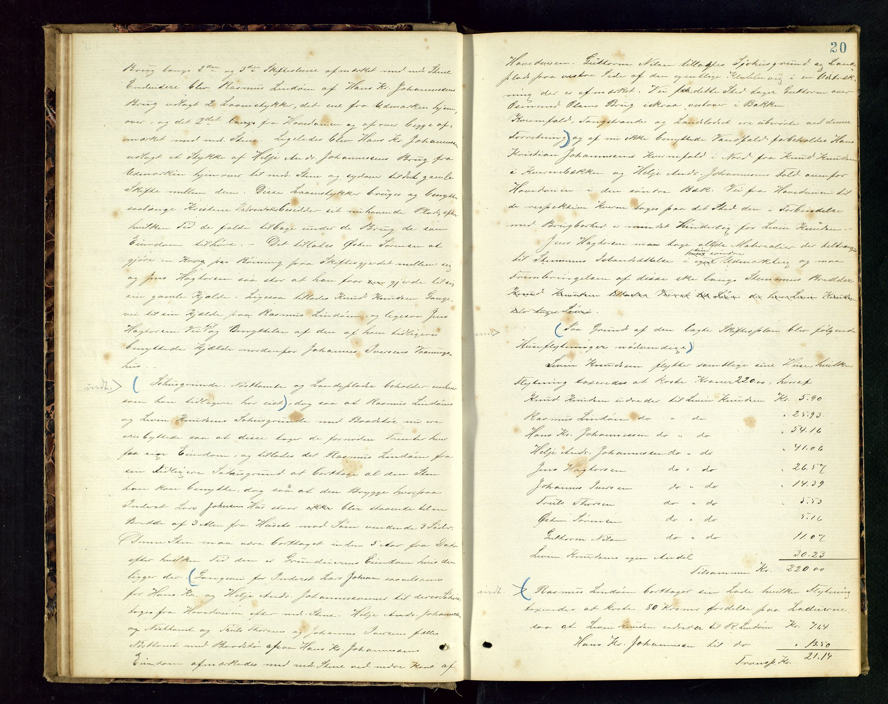 Rogaland jordskifterett, AV/SAST-A-102426/Oa/L0047: Forhandlingsprotokoll, 1879-1881, p. 20