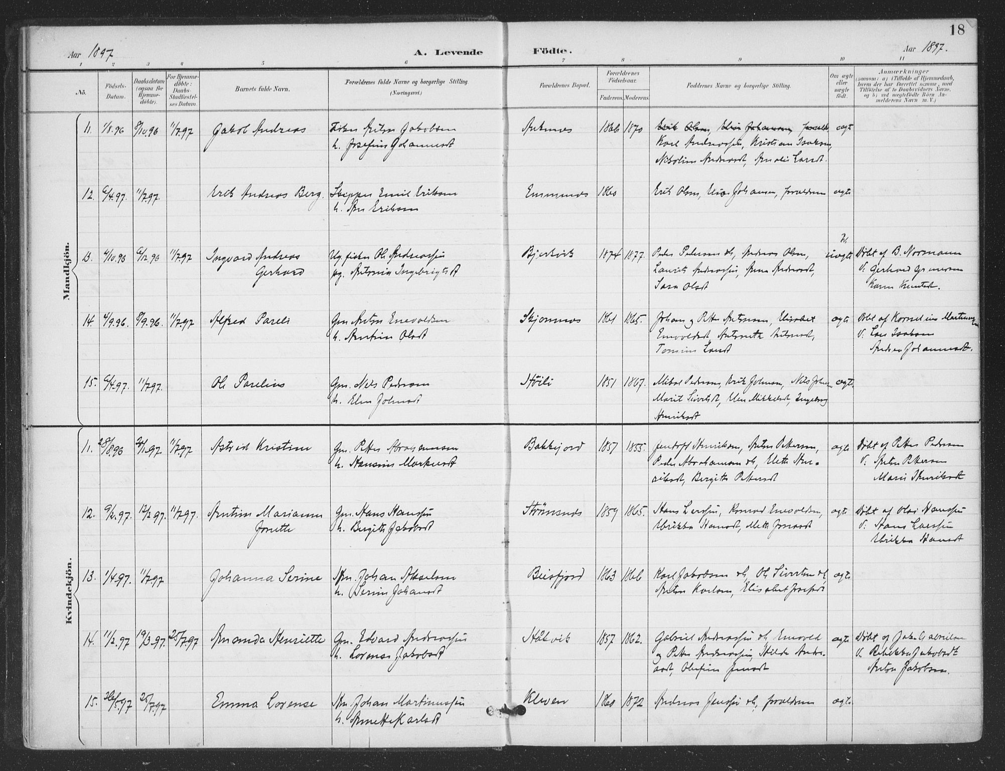 Ministerialprotokoller, klokkerbøker og fødselsregistre - Nordland, AV/SAT-A-1459/866/L0939: Parish register (official) no. 866A02, 1894-1906, p. 18