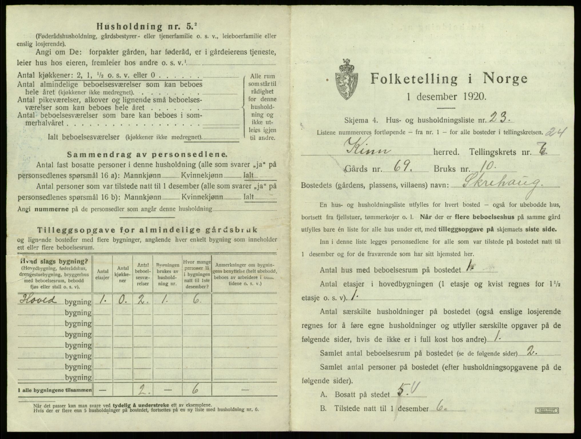 SAB, 1920 census for Kinn, 1920, p. 1213