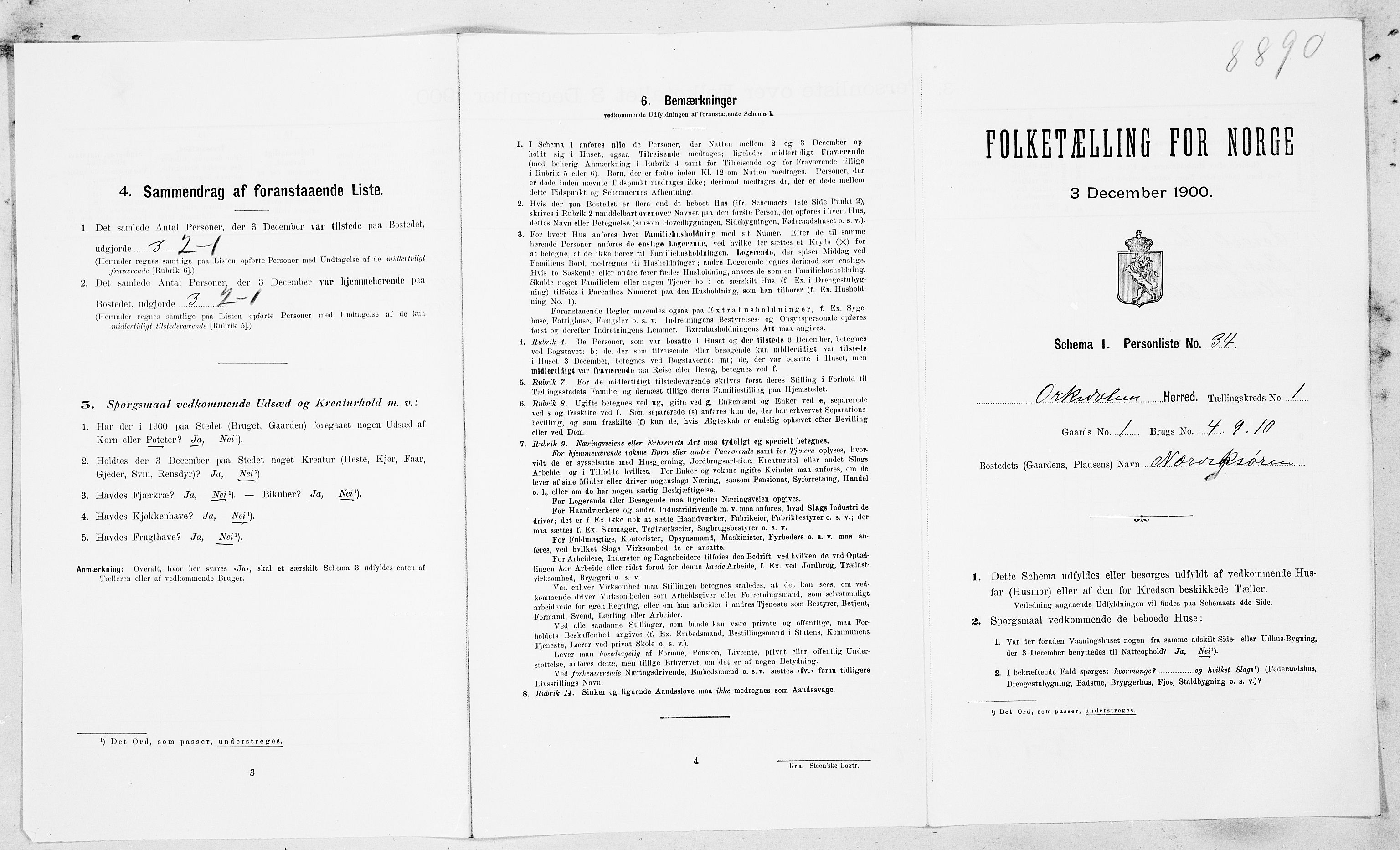 SAT, 1900 census for Orkdal, 1900, p. 210