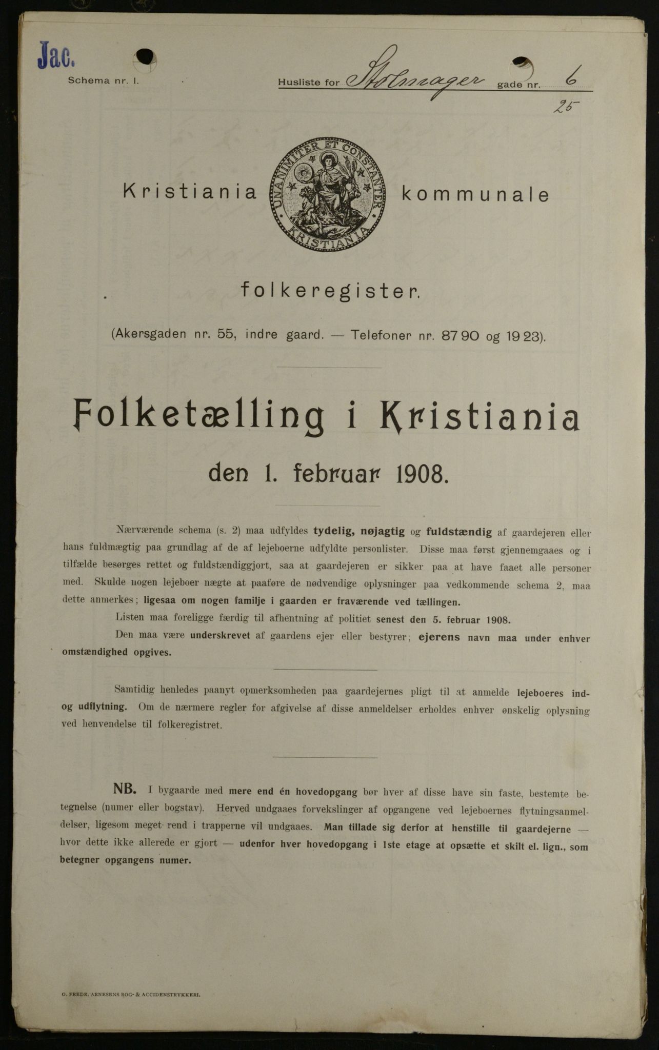 OBA, Municipal Census 1908 for Kristiania, 1908, p. 92205