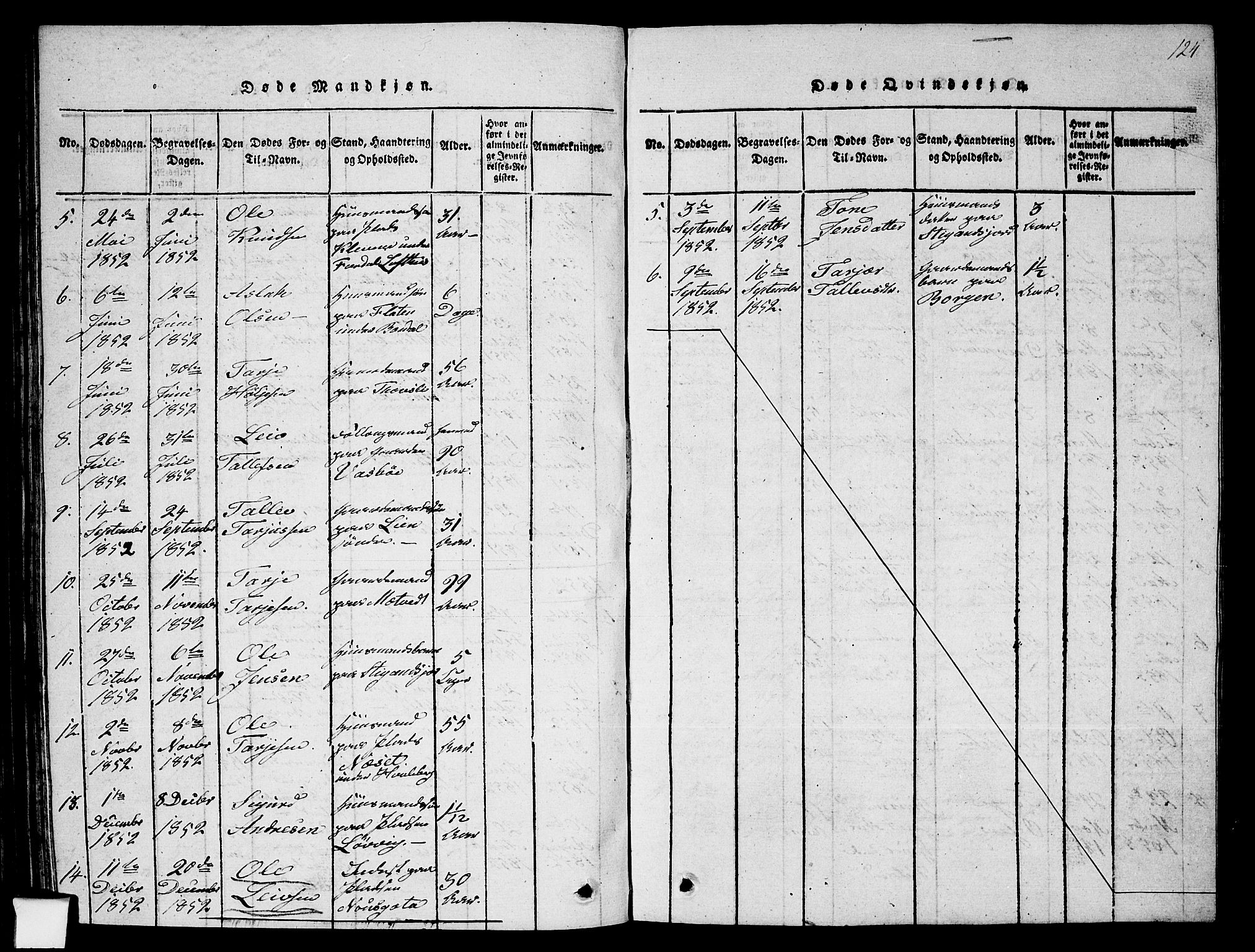 Fyresdal kirkebøker, SAKO/A-263/G/Ga/L0002: Parish register (copy) no. I 2, 1815-1857, p. 124