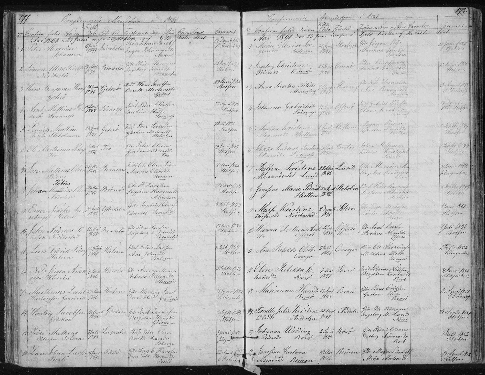 Ministerialprotokoller, klokkerbøker og fødselsregistre - Nordland, AV/SAT-A-1459/817/L0266: Parish register (copy) no. 817C01, 1841-1869, p. 177-178