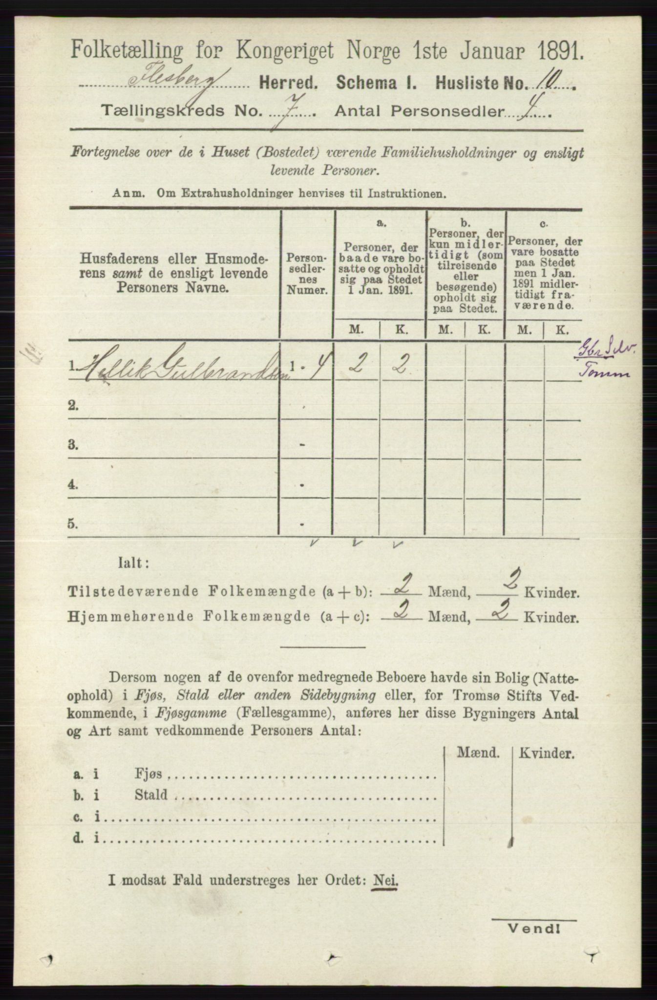 RA, 1891 census for 0631 Flesberg, 1891, p. 1144
