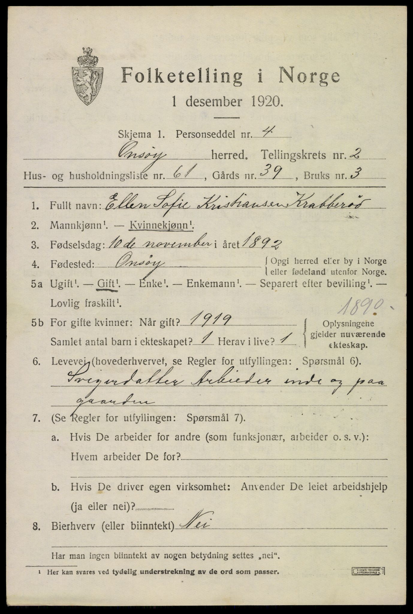 SAO, 1920 census for Onsøy, 1920, p. 4221