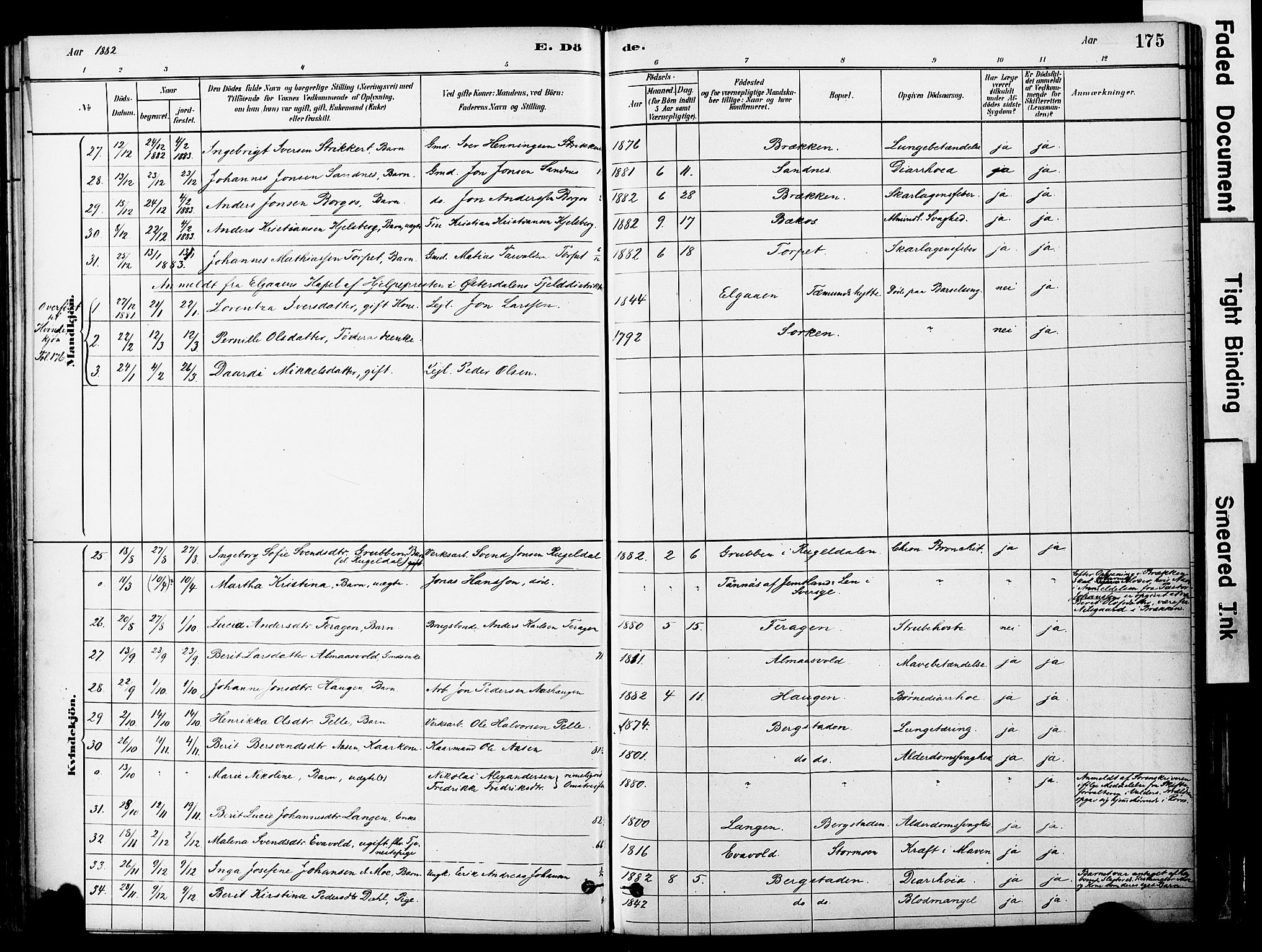 Ministerialprotokoller, klokkerbøker og fødselsregistre - Sør-Trøndelag, AV/SAT-A-1456/681/L0933: Parish register (official) no. 681A11, 1879-1890, p. 175