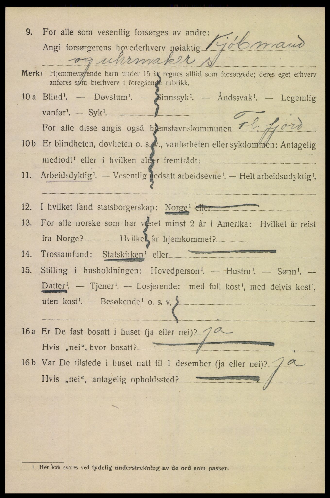 SAK, 1920 census for Flekkefjord, 1920, p. 3829