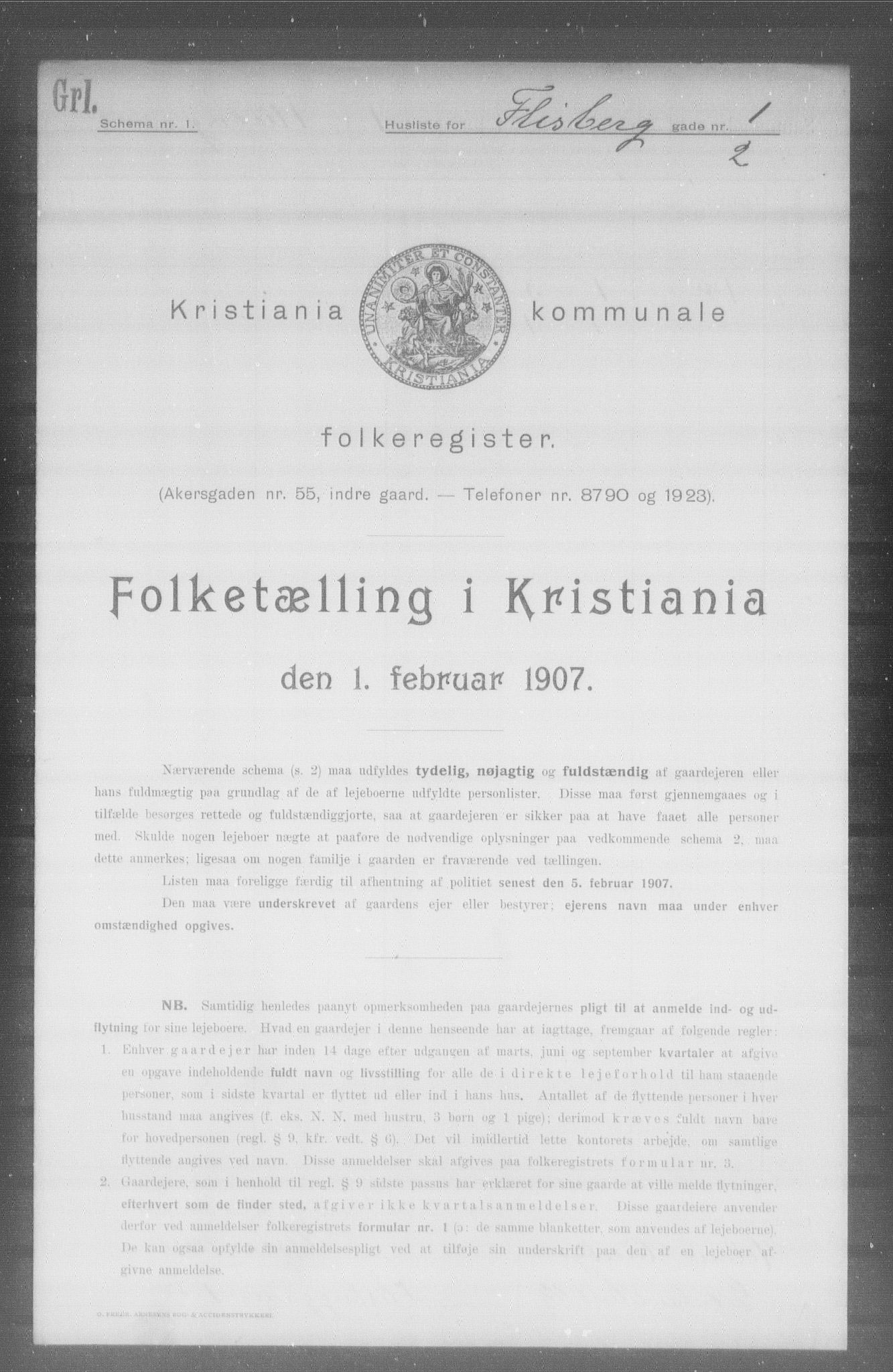 OBA, Municipal Census 1907 for Kristiania, 1907, p. 12511
