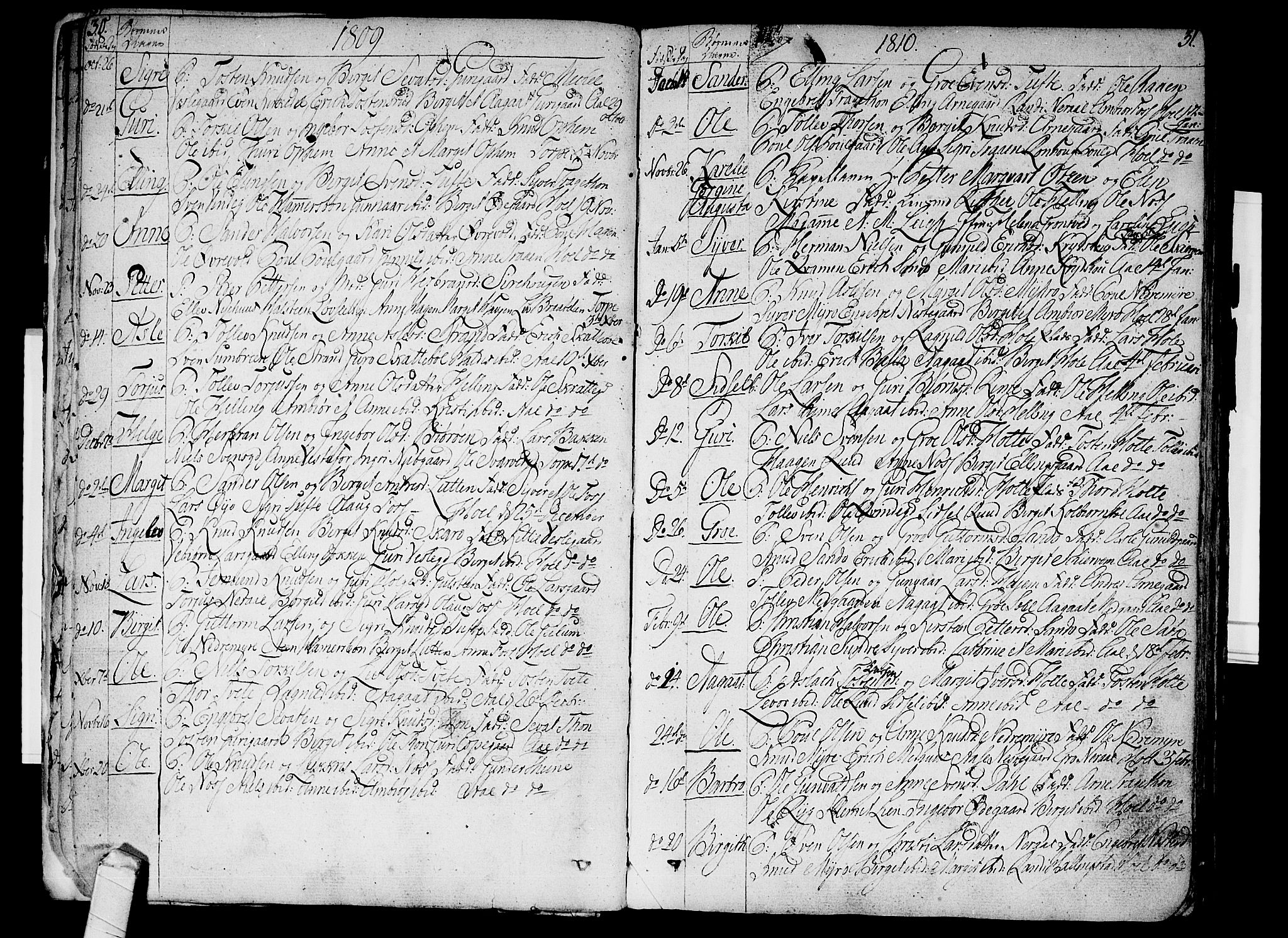 Ål kirkebøker, AV/SAKO-A-249/F/Fa/L0003: Parish register (official) no. I 3, 1807-1814, p. 30-31