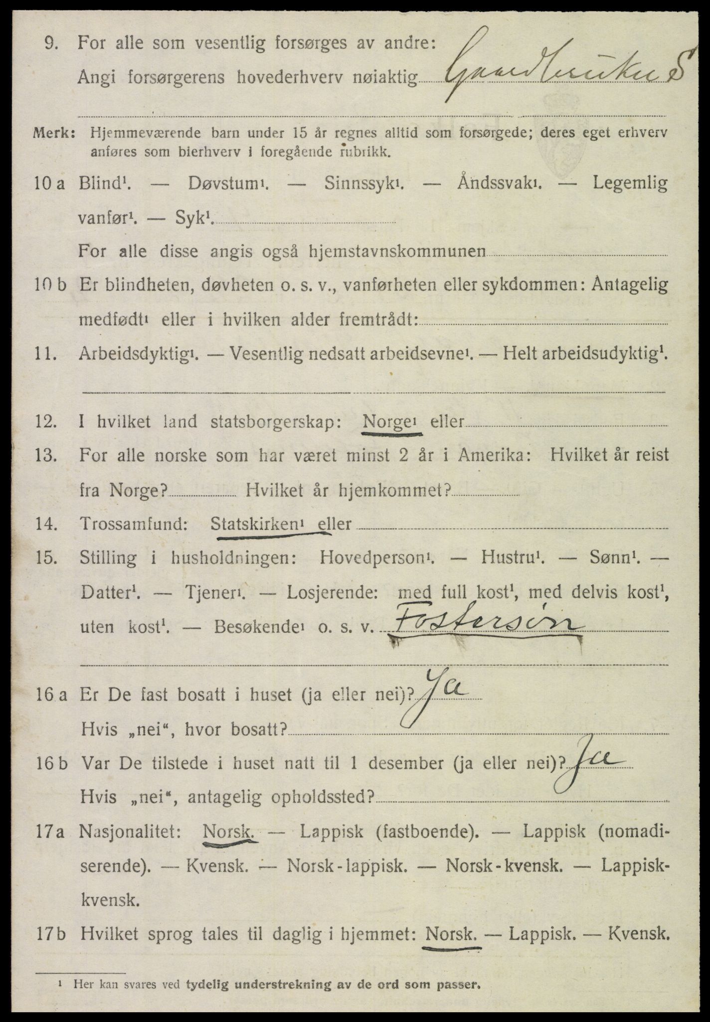 SAT, 1920 census for Foldereid, 1920, p. 1983