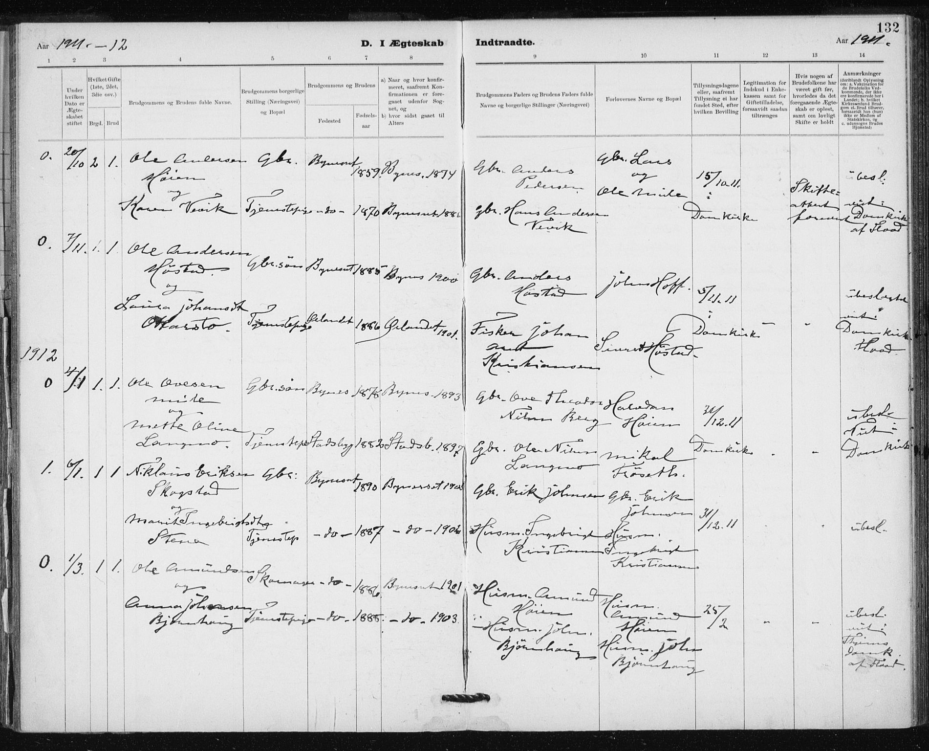 Ministerialprotokoller, klokkerbøker og fødselsregistre - Sør-Trøndelag, AV/SAT-A-1456/612/L0381: Parish register (official) no. 612A13, 1907-1923, p. 132