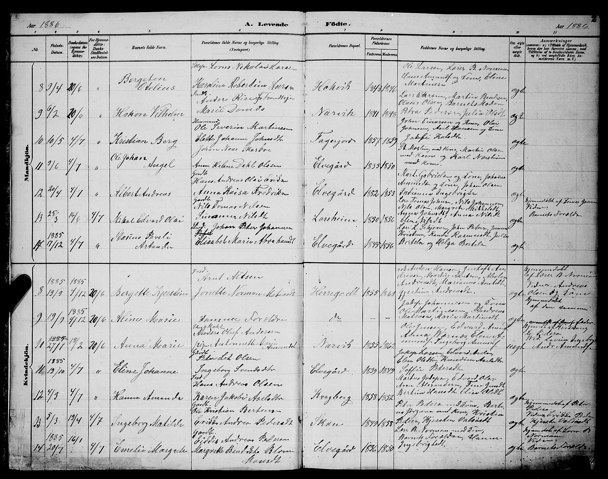 Ministerialprotokoller, klokkerbøker og fødselsregistre - Nordland, AV/SAT-A-1459/866/L0952: Parish register (copy) no. 866C01, 1886-1899, p. 2