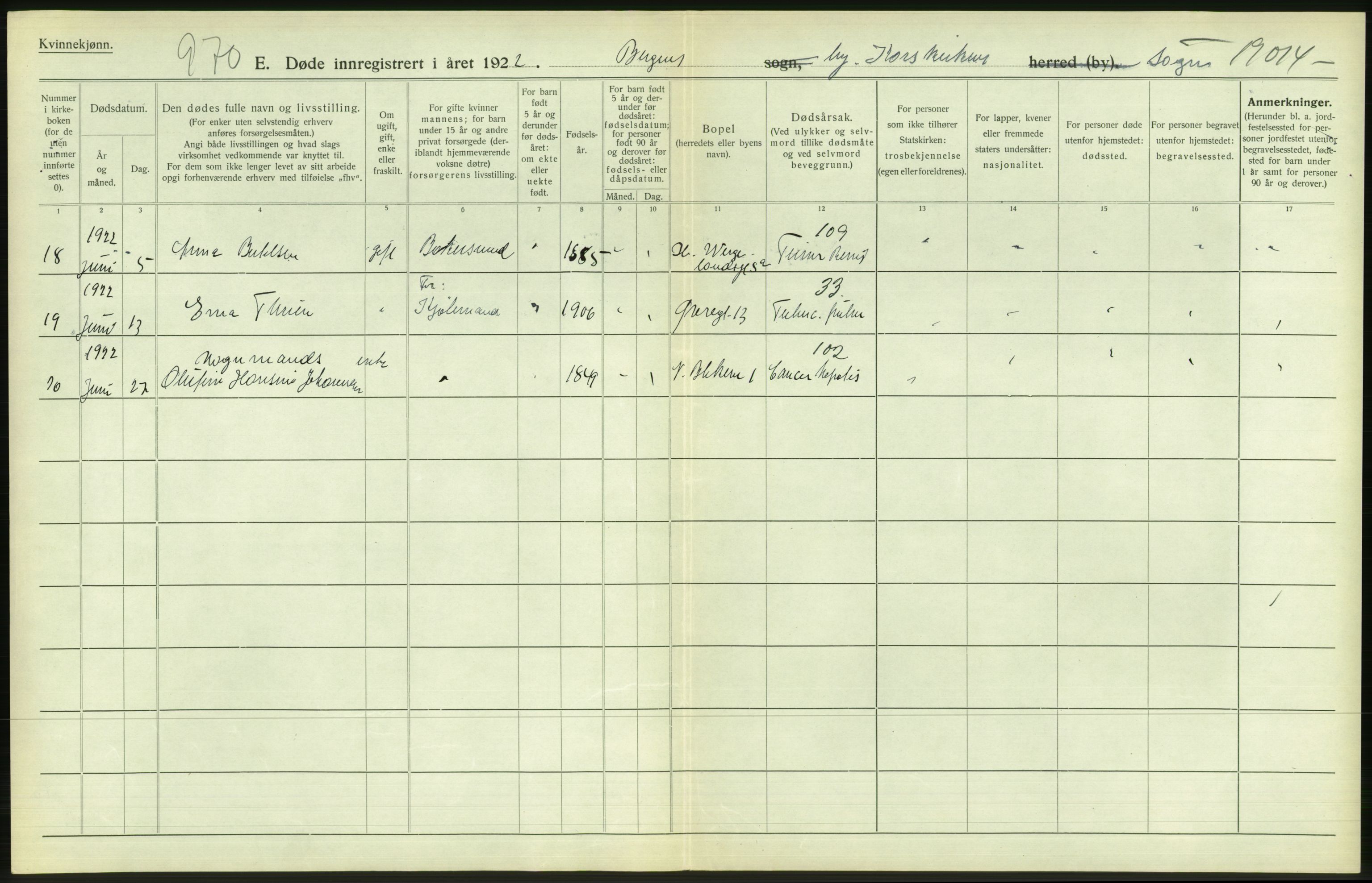 Statistisk sentralbyrå, Sosiodemografiske emner, Befolkning, AV/RA-S-2228/D/Df/Dfc/Dfcb/L0030: Bergen: Gifte, døde, dødfødte., 1922, p. 702