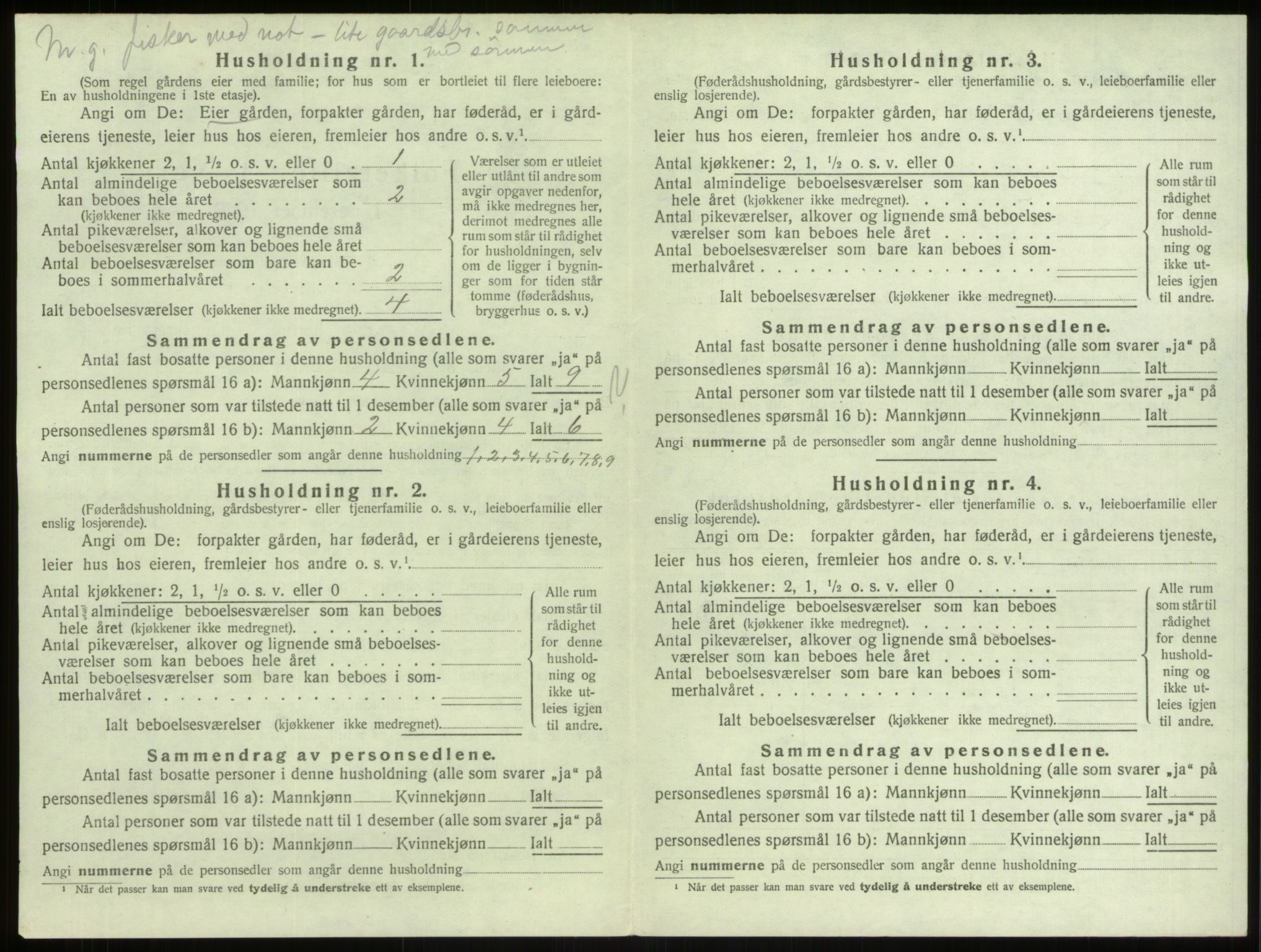 SAB, 1920 census for Manger, 1920, p. 1010