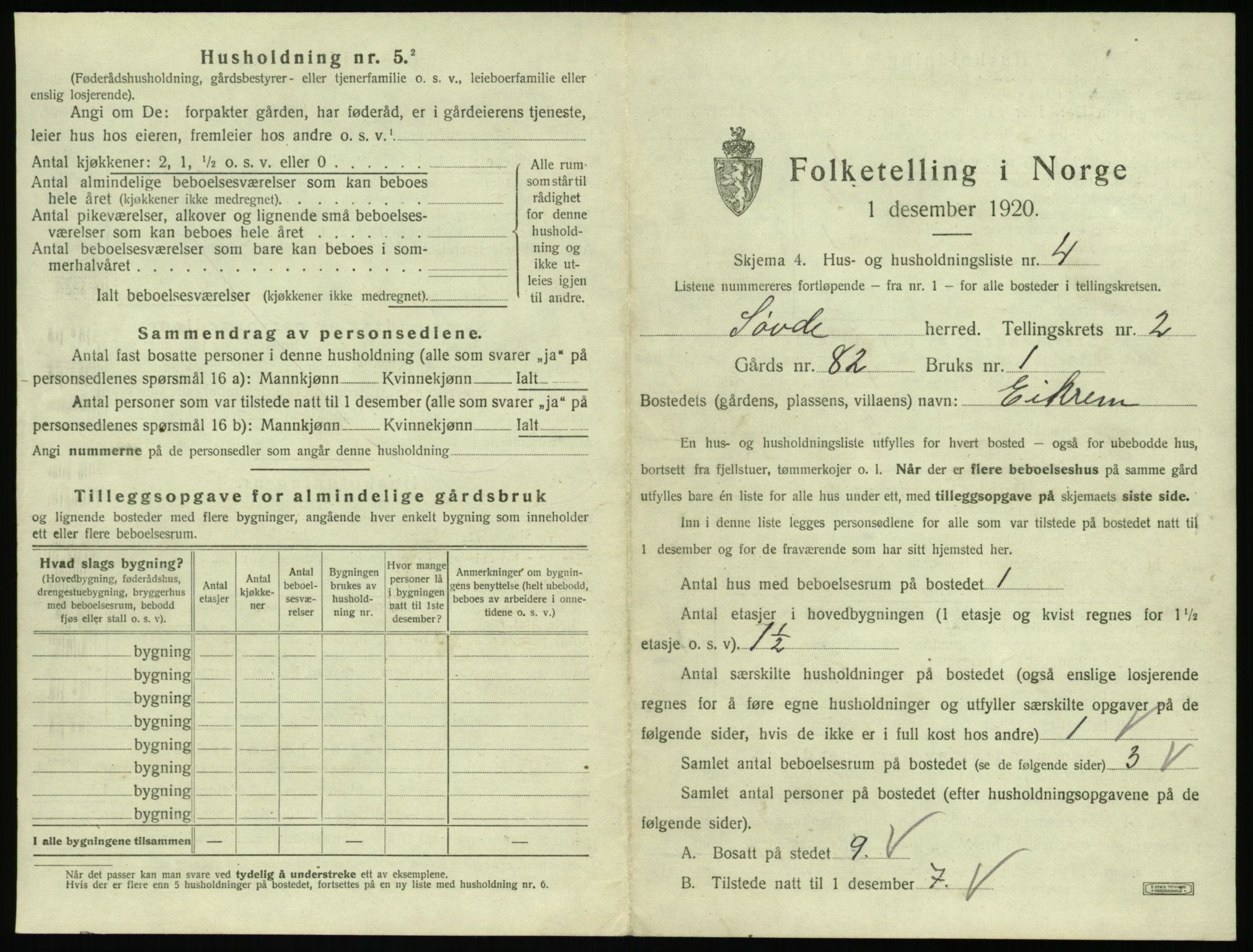 SAT, 1920 census for Syvde, 1920, p. 76