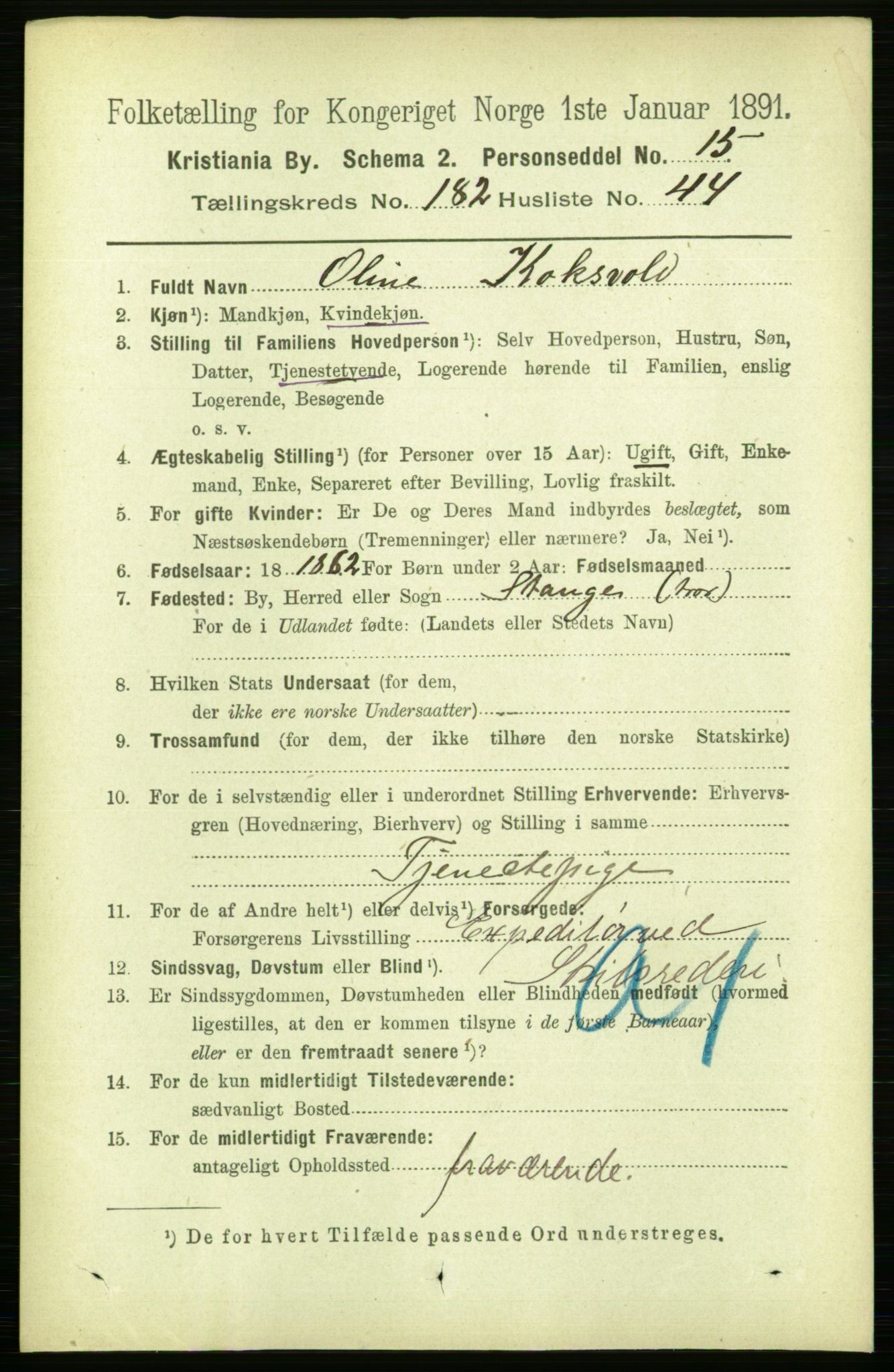 RA, 1891 census for 0301 Kristiania, 1891, p. 109188