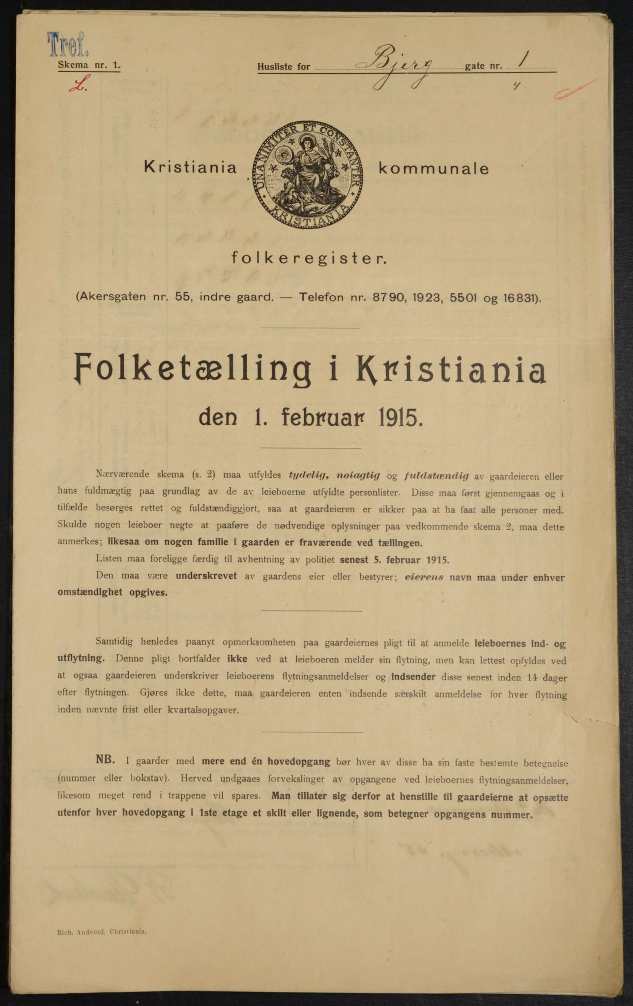 OBA, Municipal Census 1915 for Kristiania, 1915, p. 5471