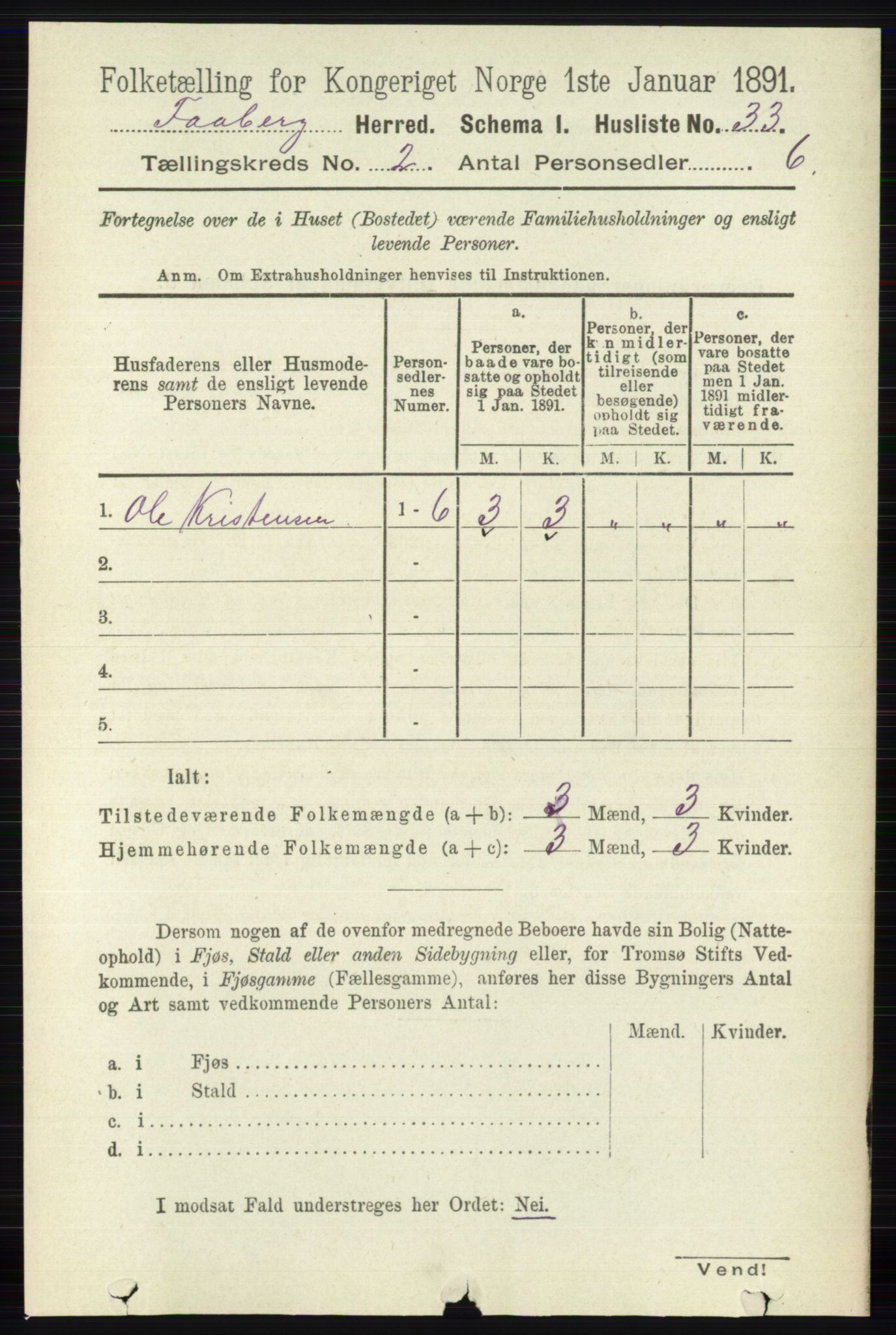 RA, 1891 census for 0524 Fåberg, 1891, p. 587