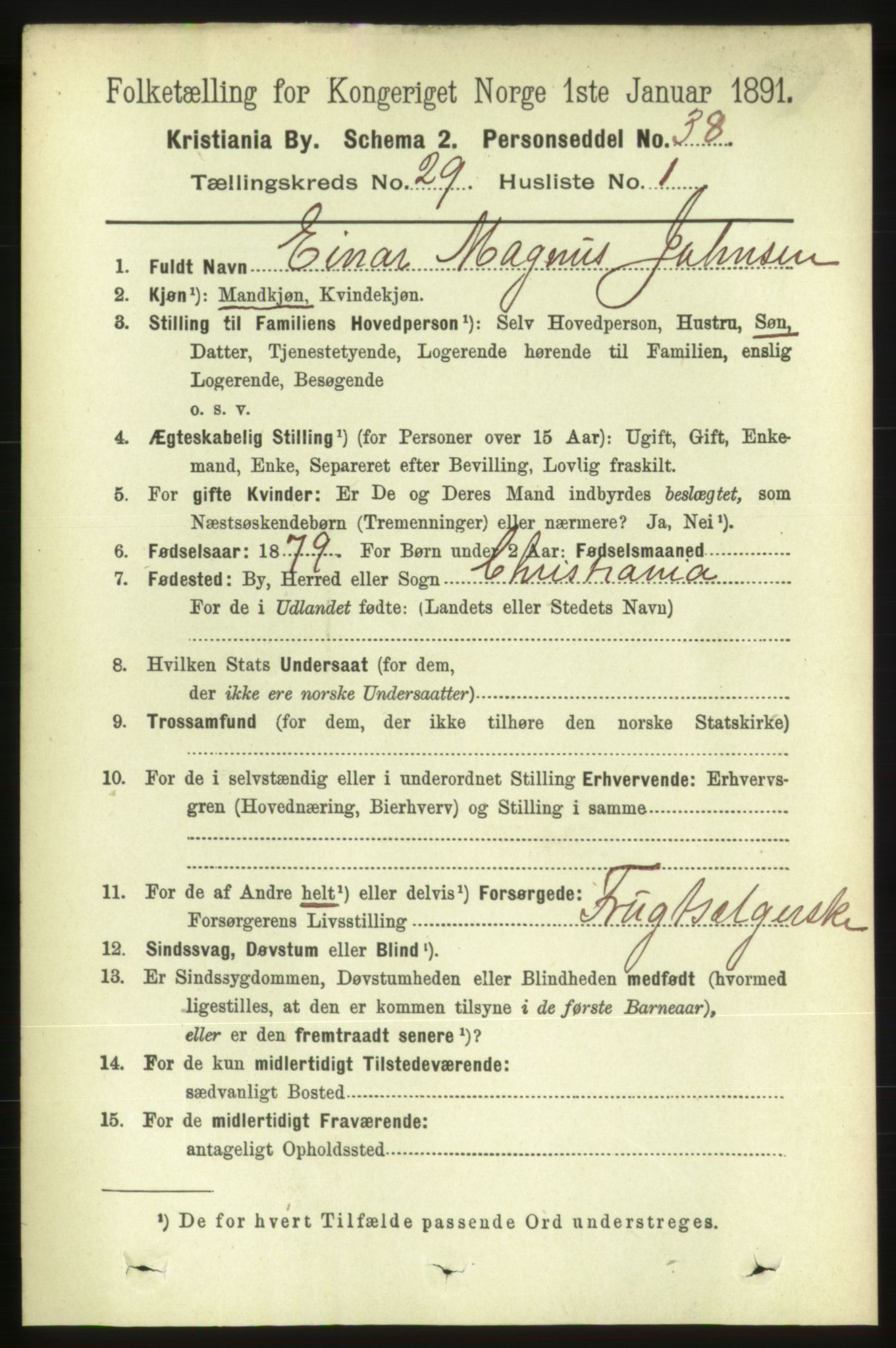 RA, 1891 census for 0301 Kristiania, 1891, p. 14922